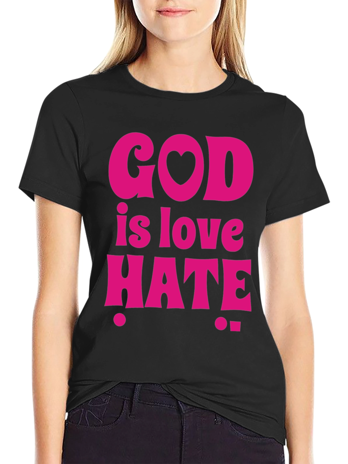God is Love Hate Black Graphic Tee