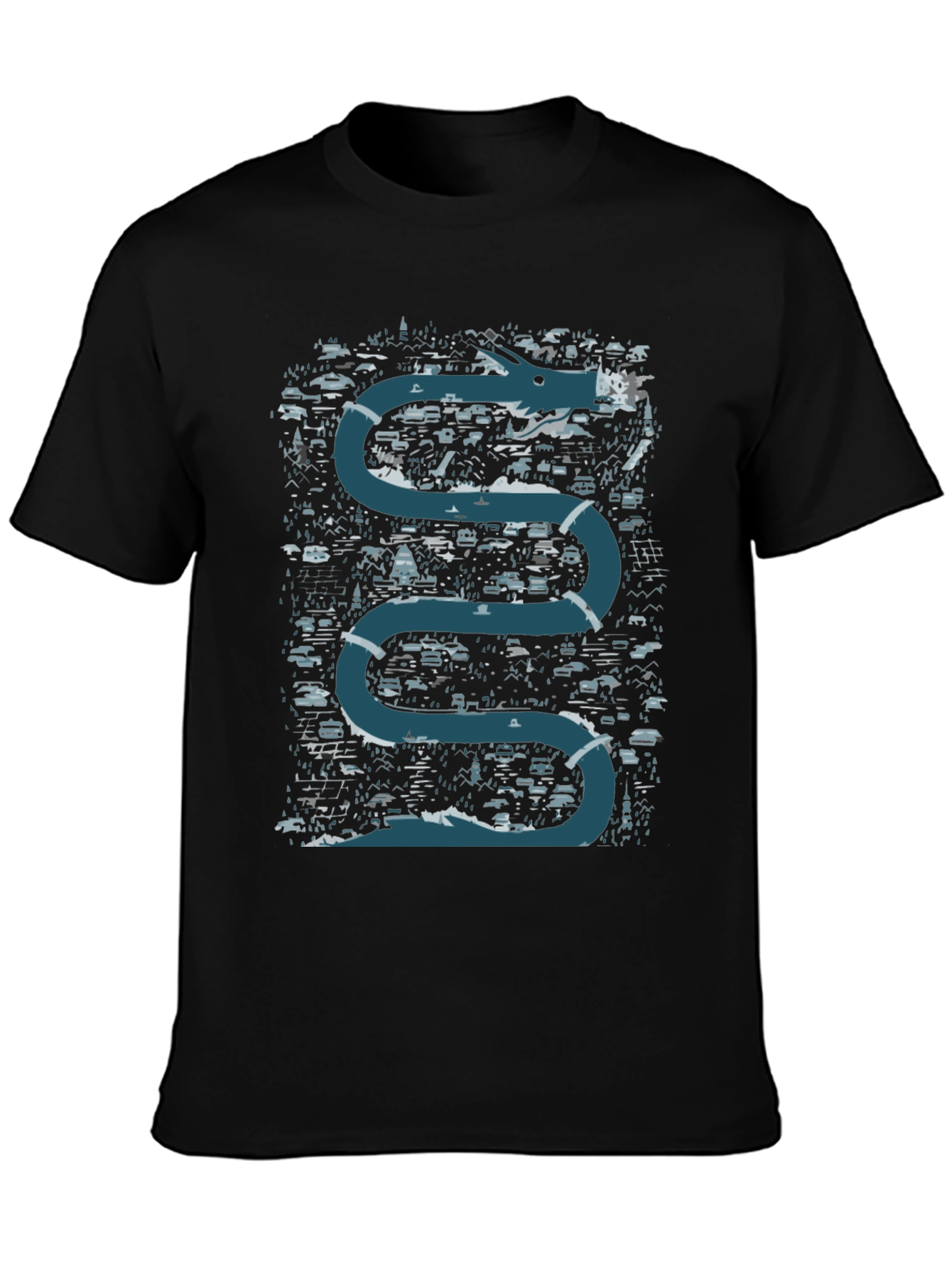 Dragon River Graphic T-Shirt - Black