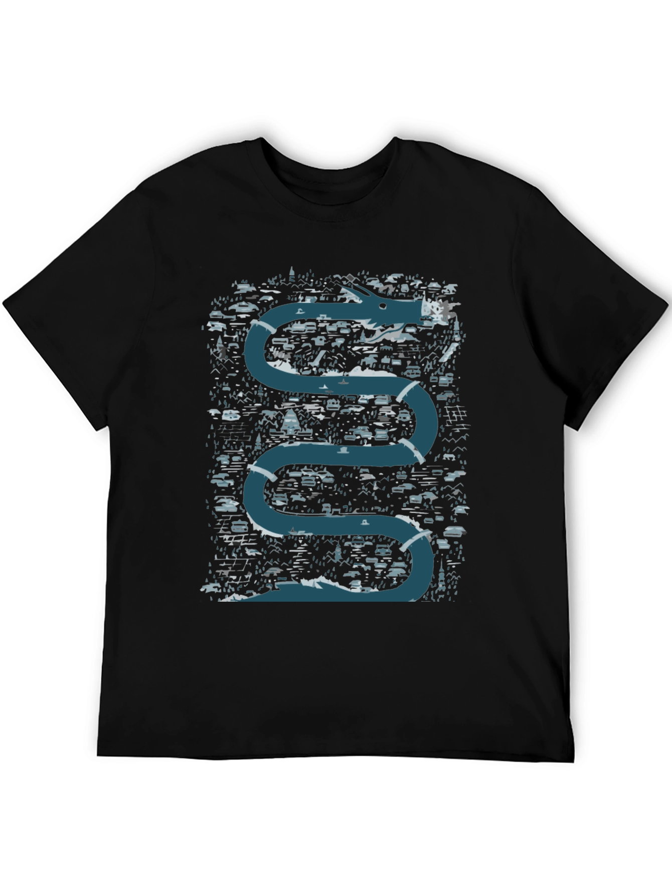 Dragon River Graphic T-Shirt - Black