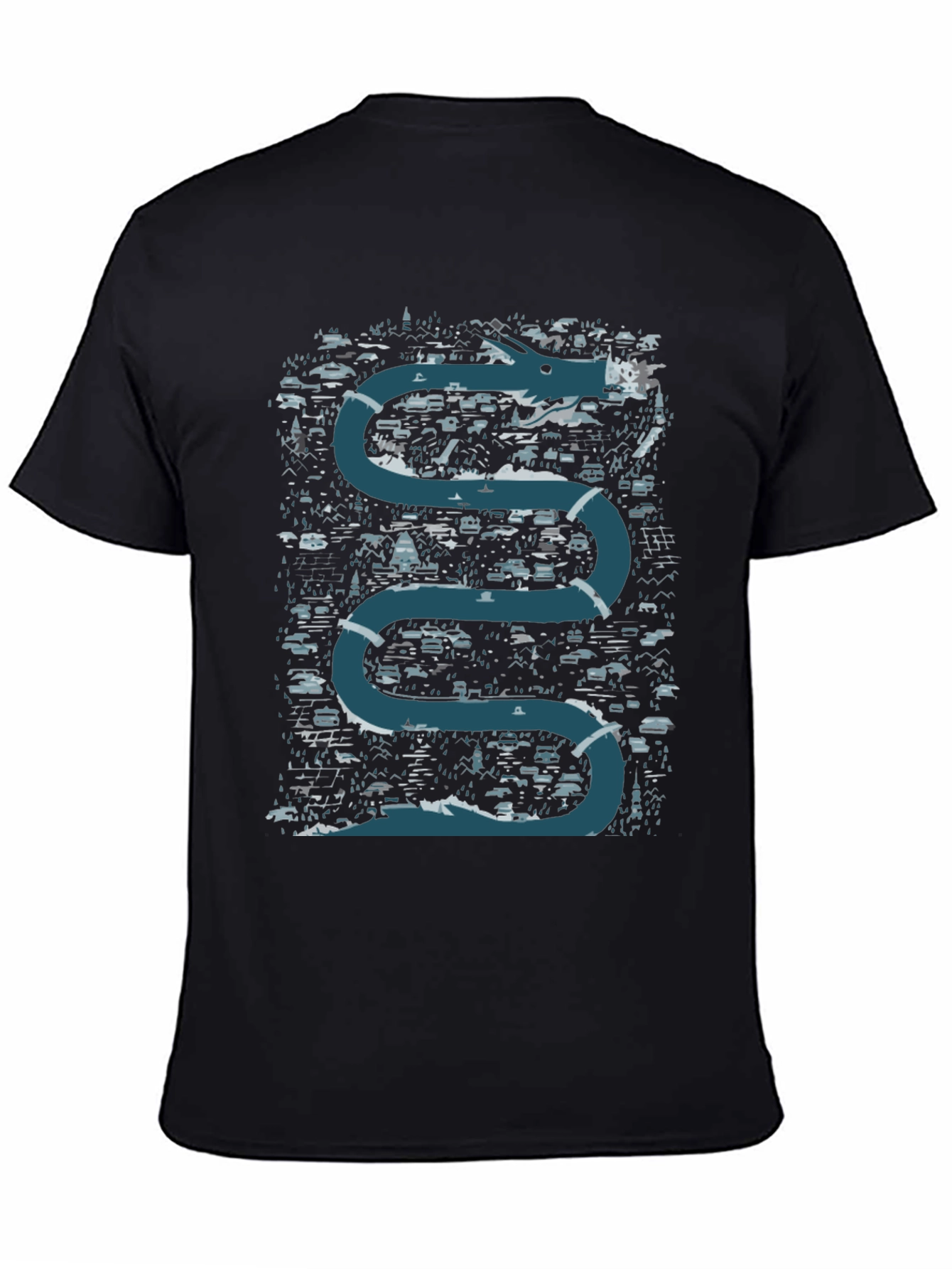 Dragon River Graphic T-Shirt - Black