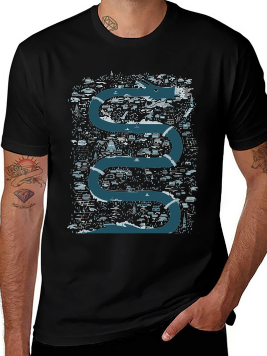 Dragon River Graphic T-Shirt - Black