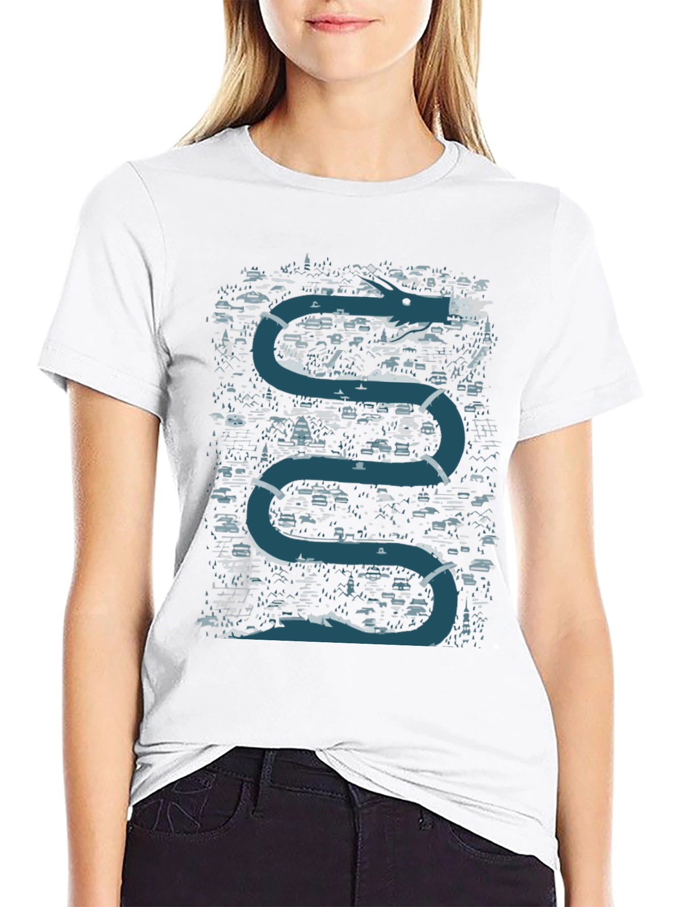 Dragon River Graphic T-Shirt - Black