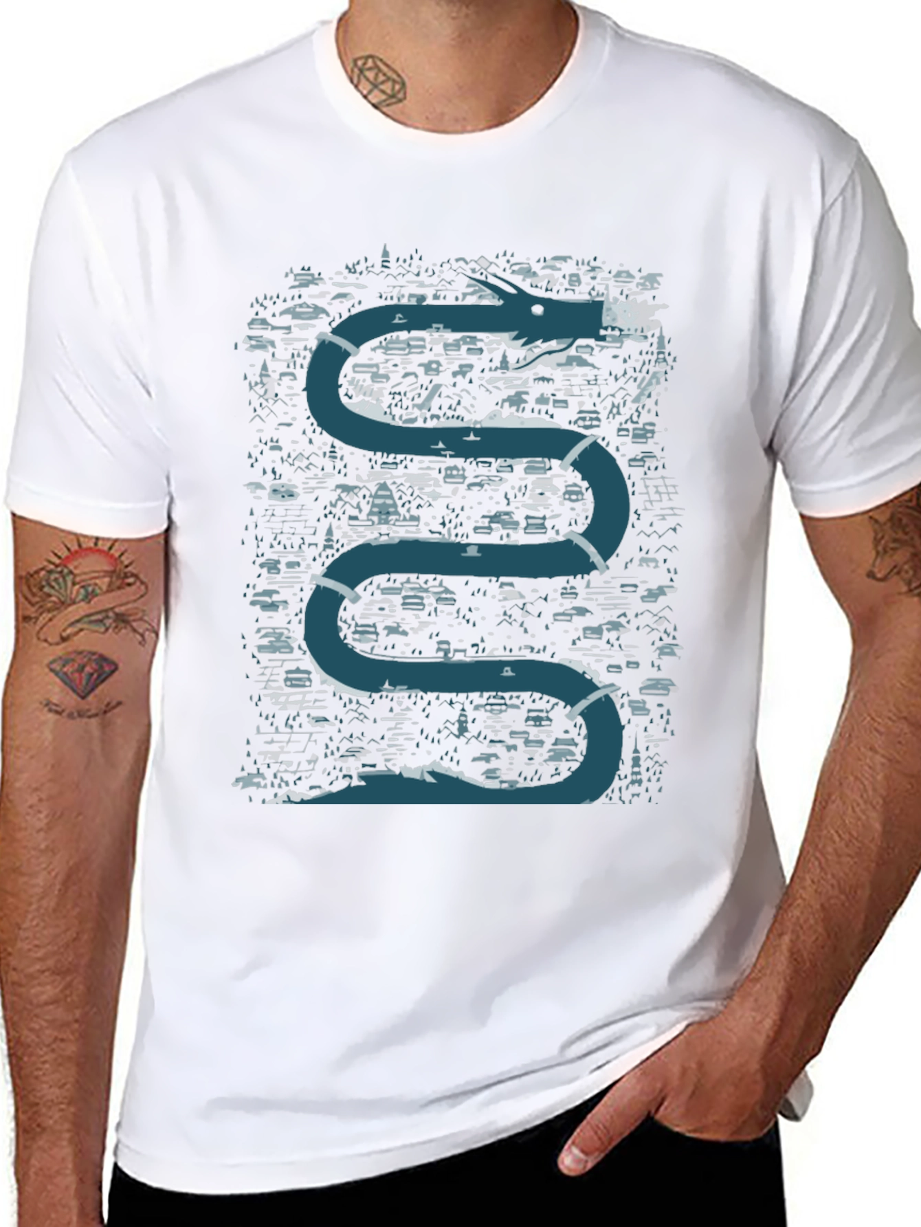 Dragon River Graphic T-Shirt - Black