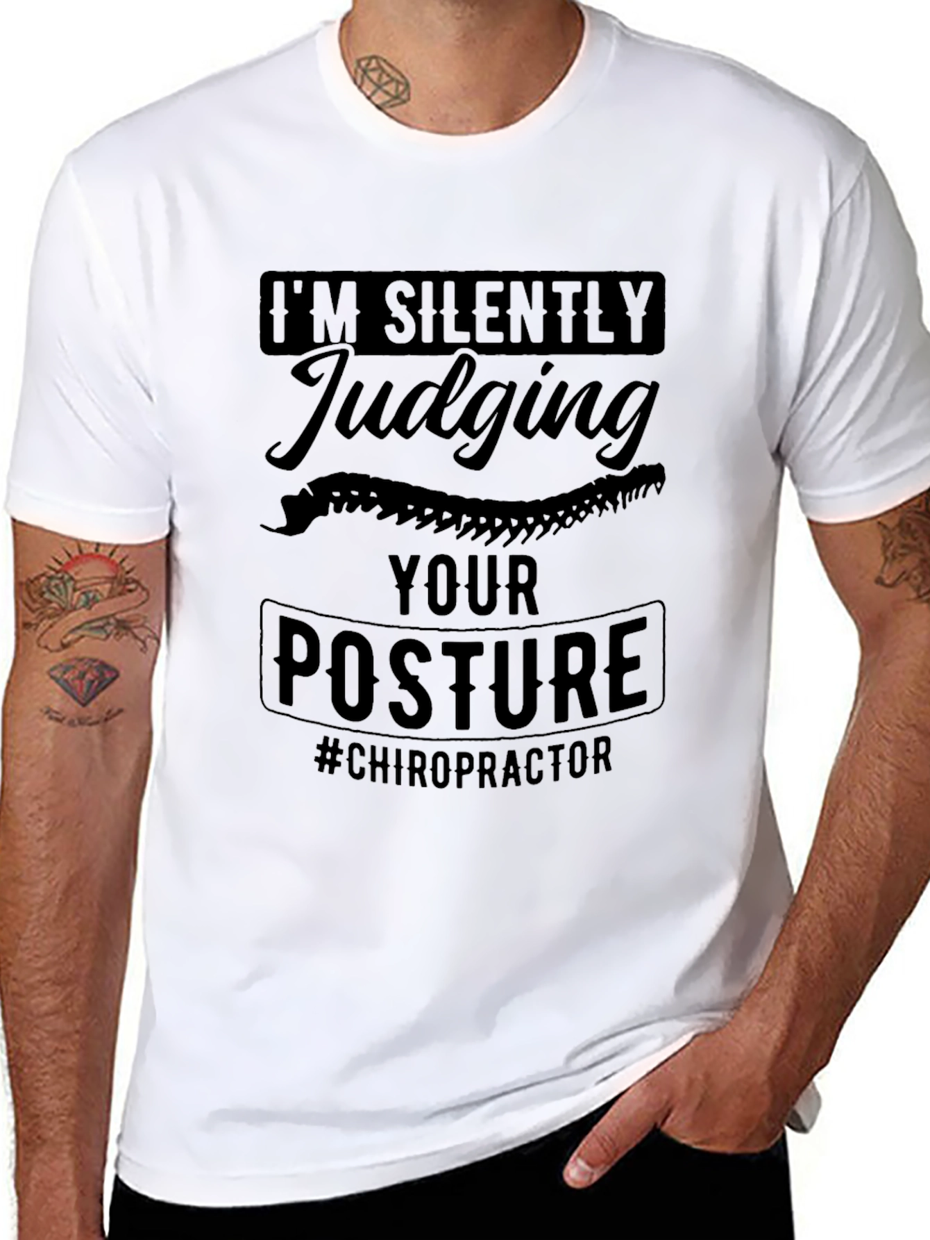 Chiropractor Posture Judging T-Shirt - Funny Spine Tee
