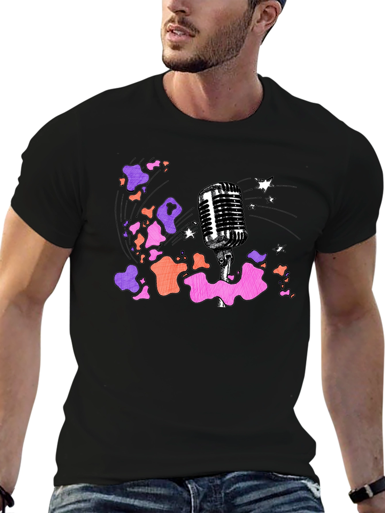 Retro Microphone Graphic Tee - Classic Style