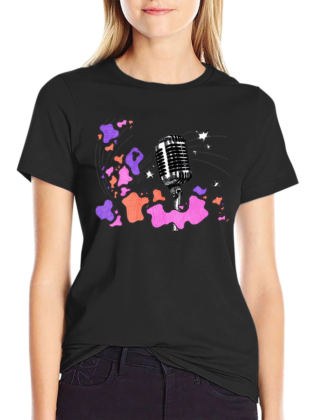Retro Microphone Graphic Tee - Classic Style