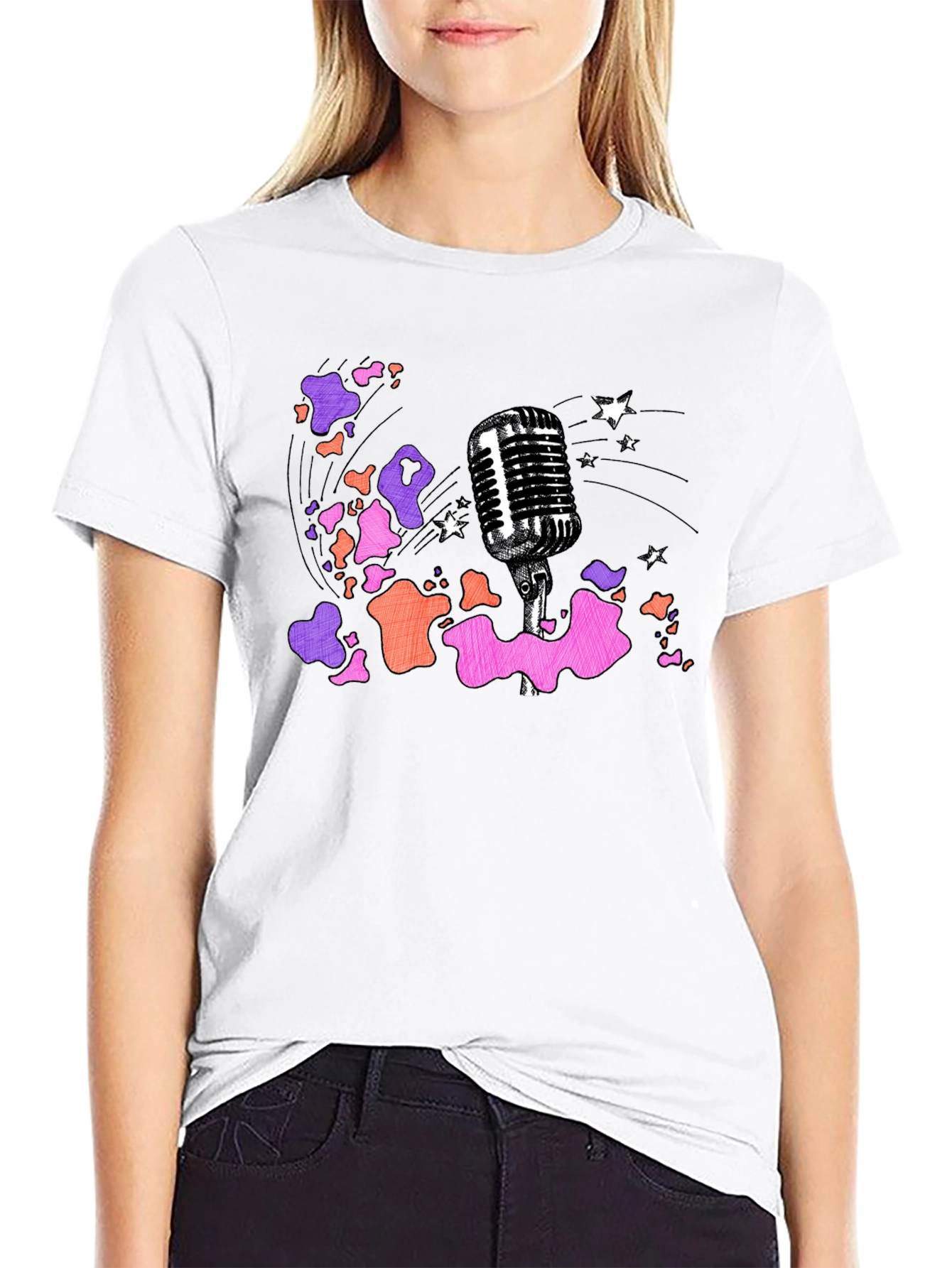 Retro Microphone Graphic Tee - Classic Style