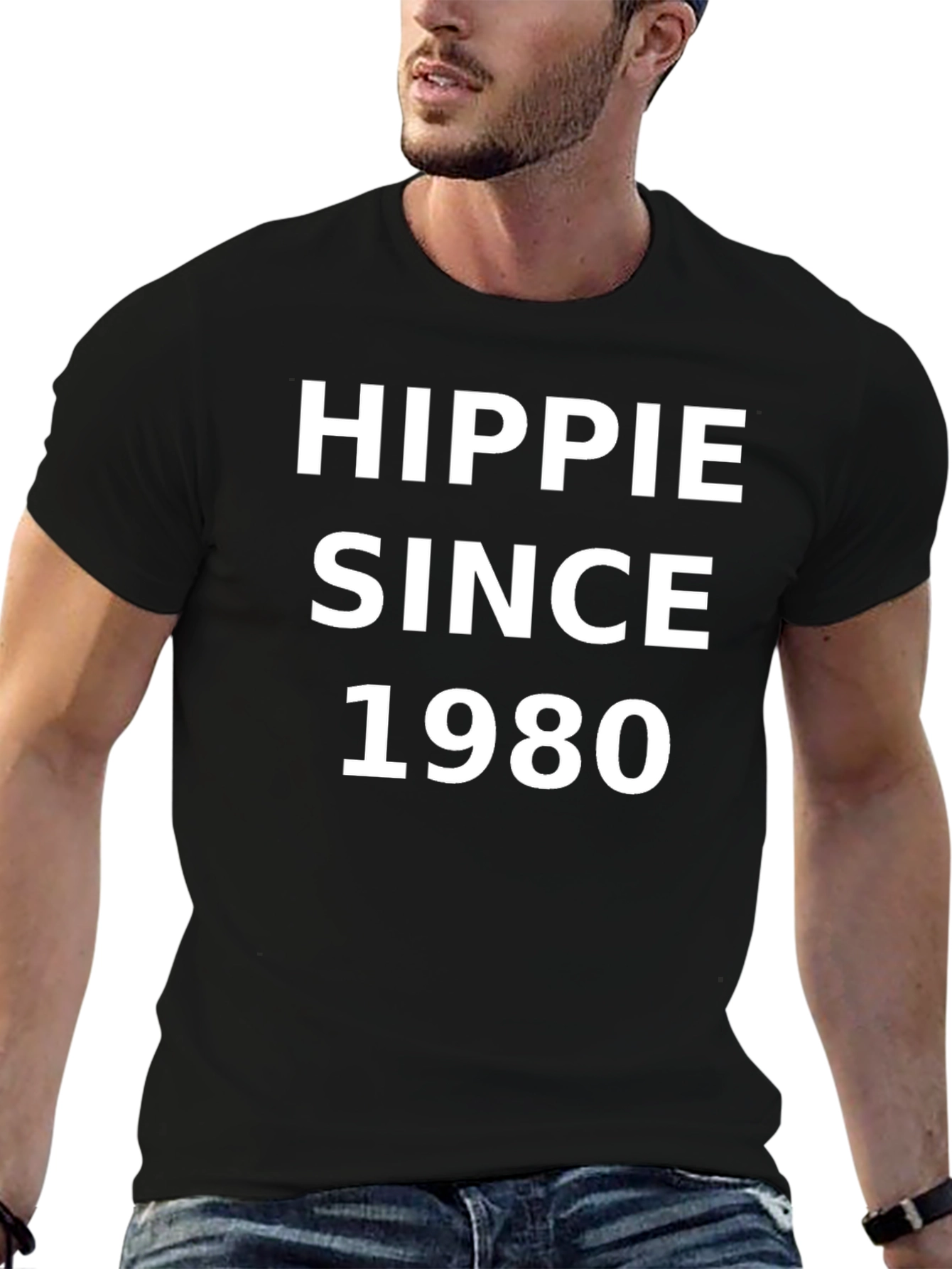 Hippie Since 1980 Black Graphic T-Shirt