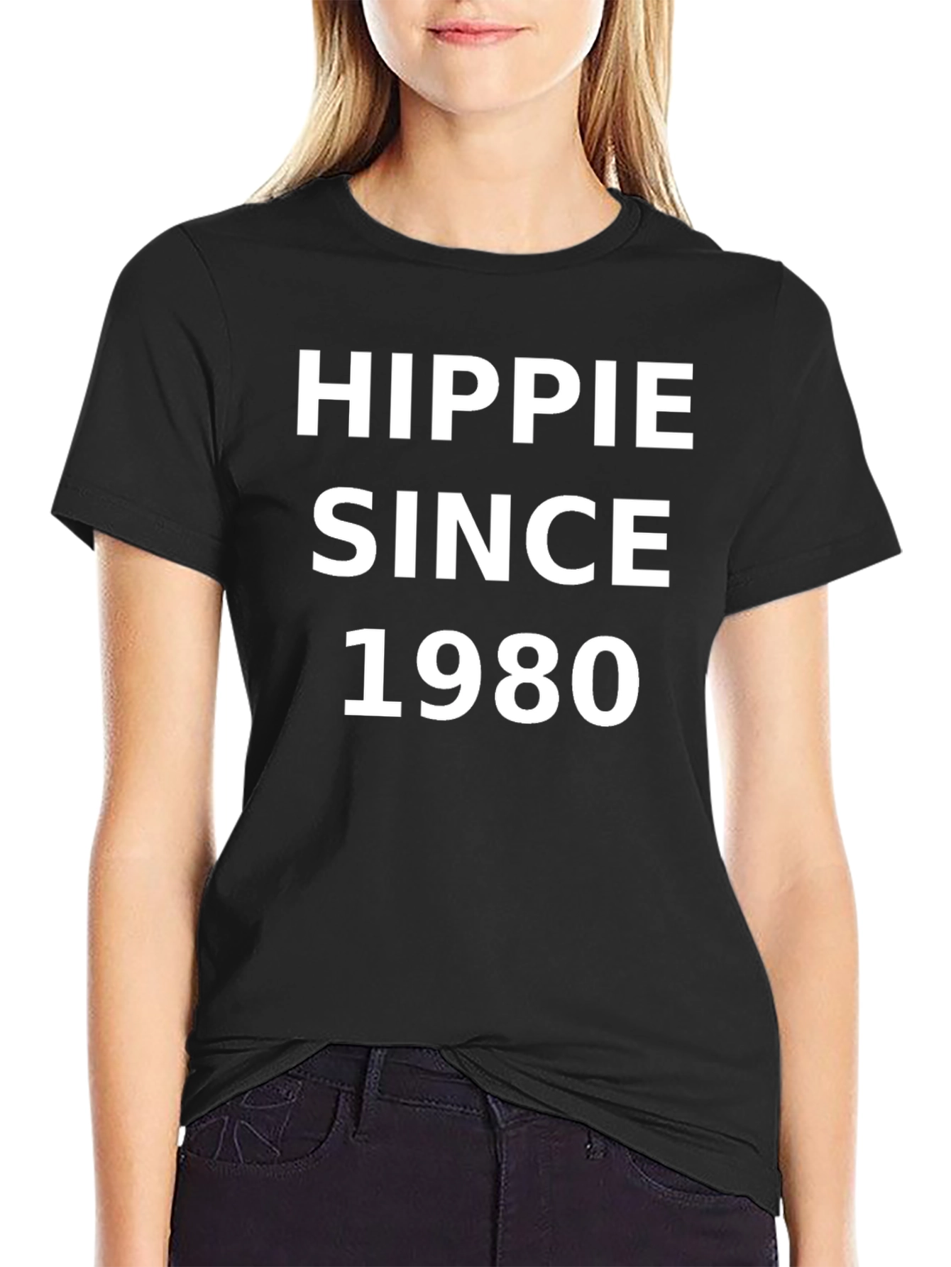 Hippie Since 1980 Black Graphic T-Shirt