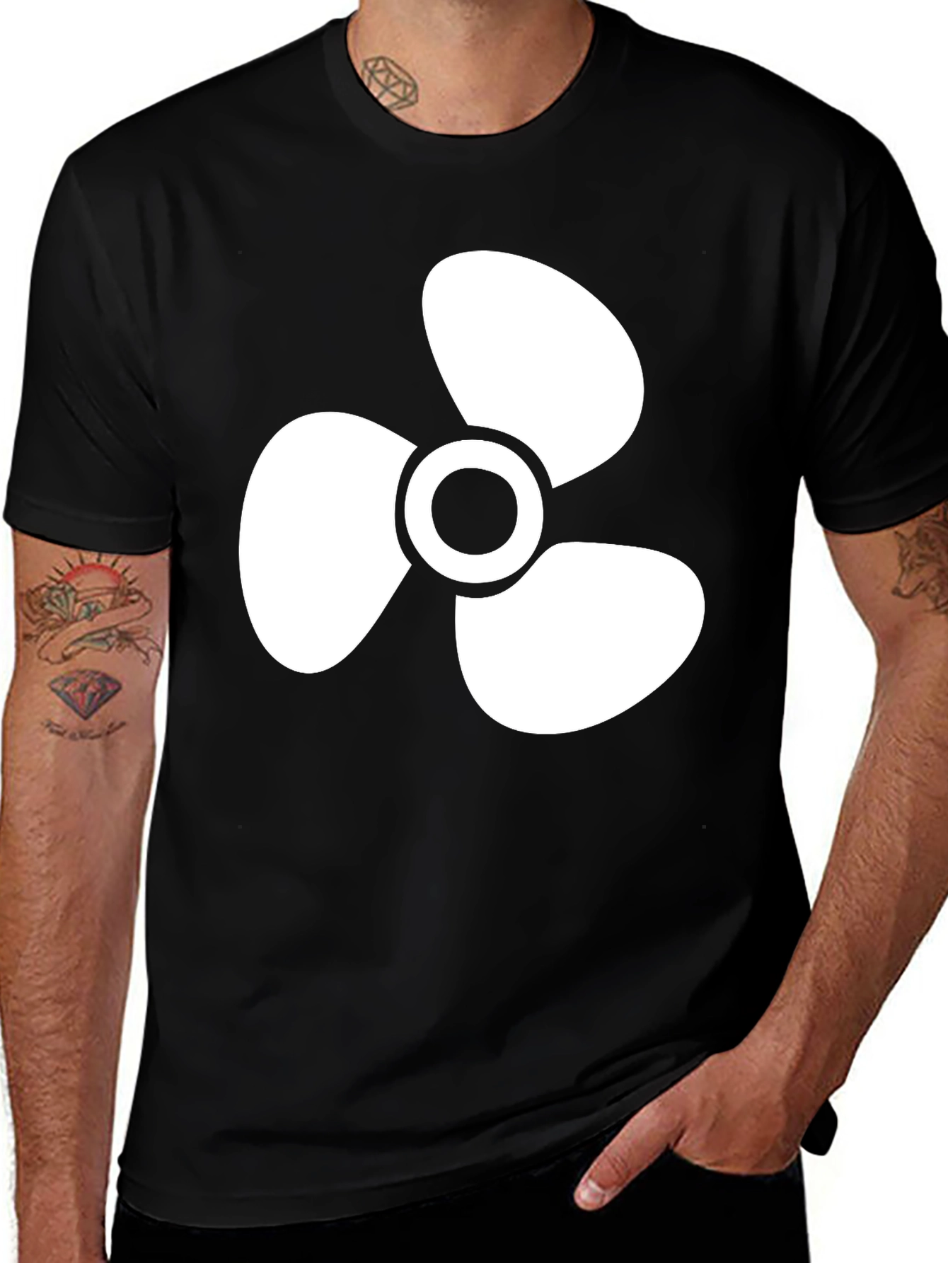 Propeller Graphic Tee - Cool Black Cotton Shirt