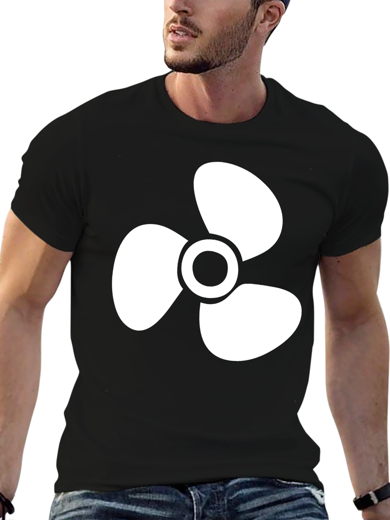 Propeller Graphic Tee - Cool Black Cotton Shirt