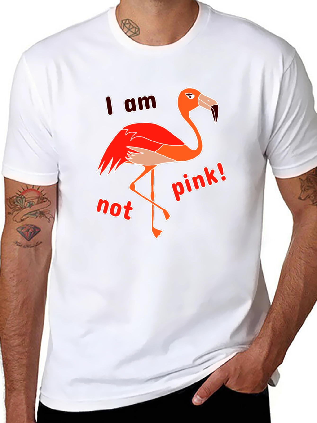 I Am Not Pink! Funny Flamingo Graphic Tee