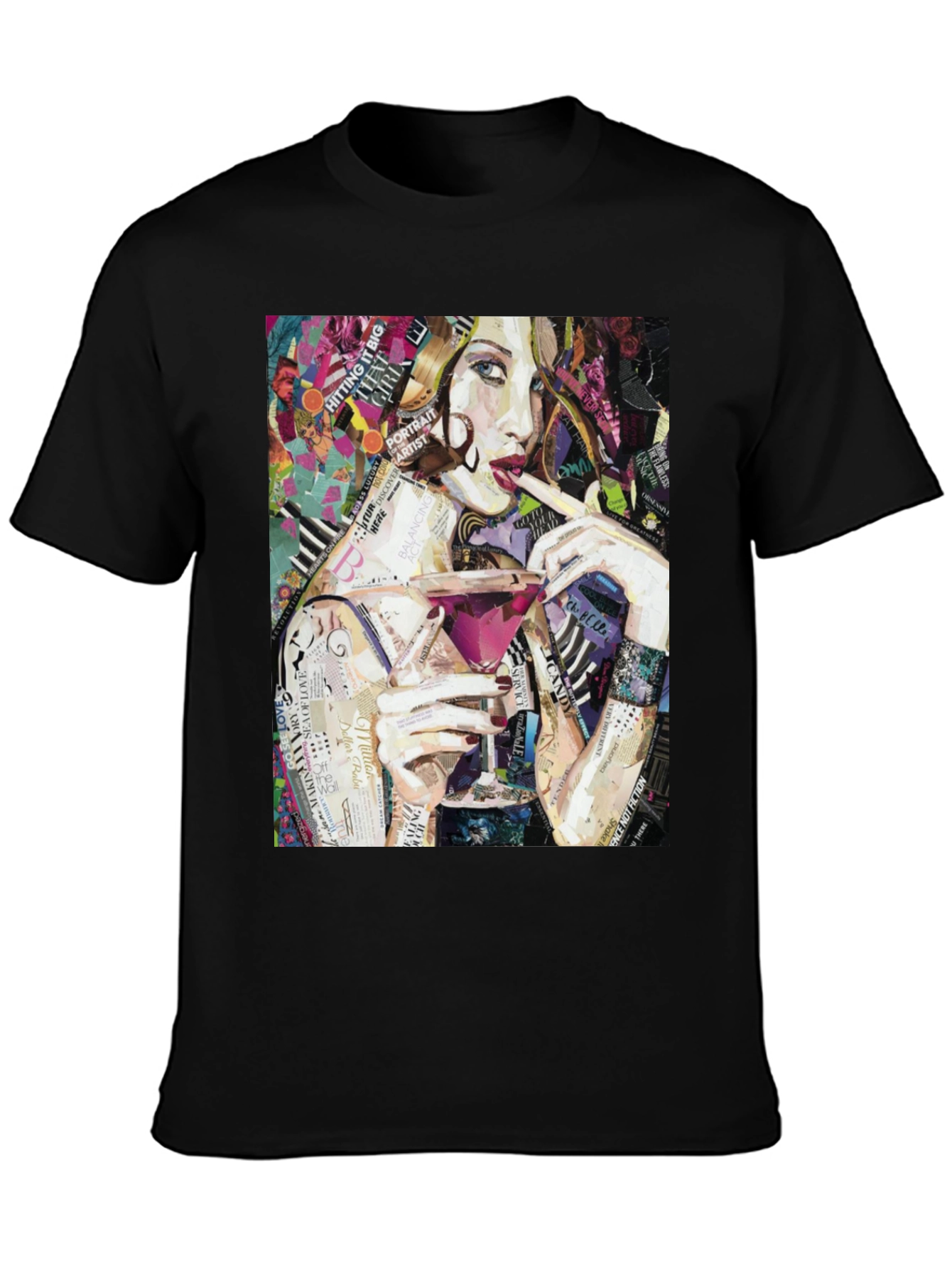 Stylish Woman Portrait Collage Art Graphic T-Shirt