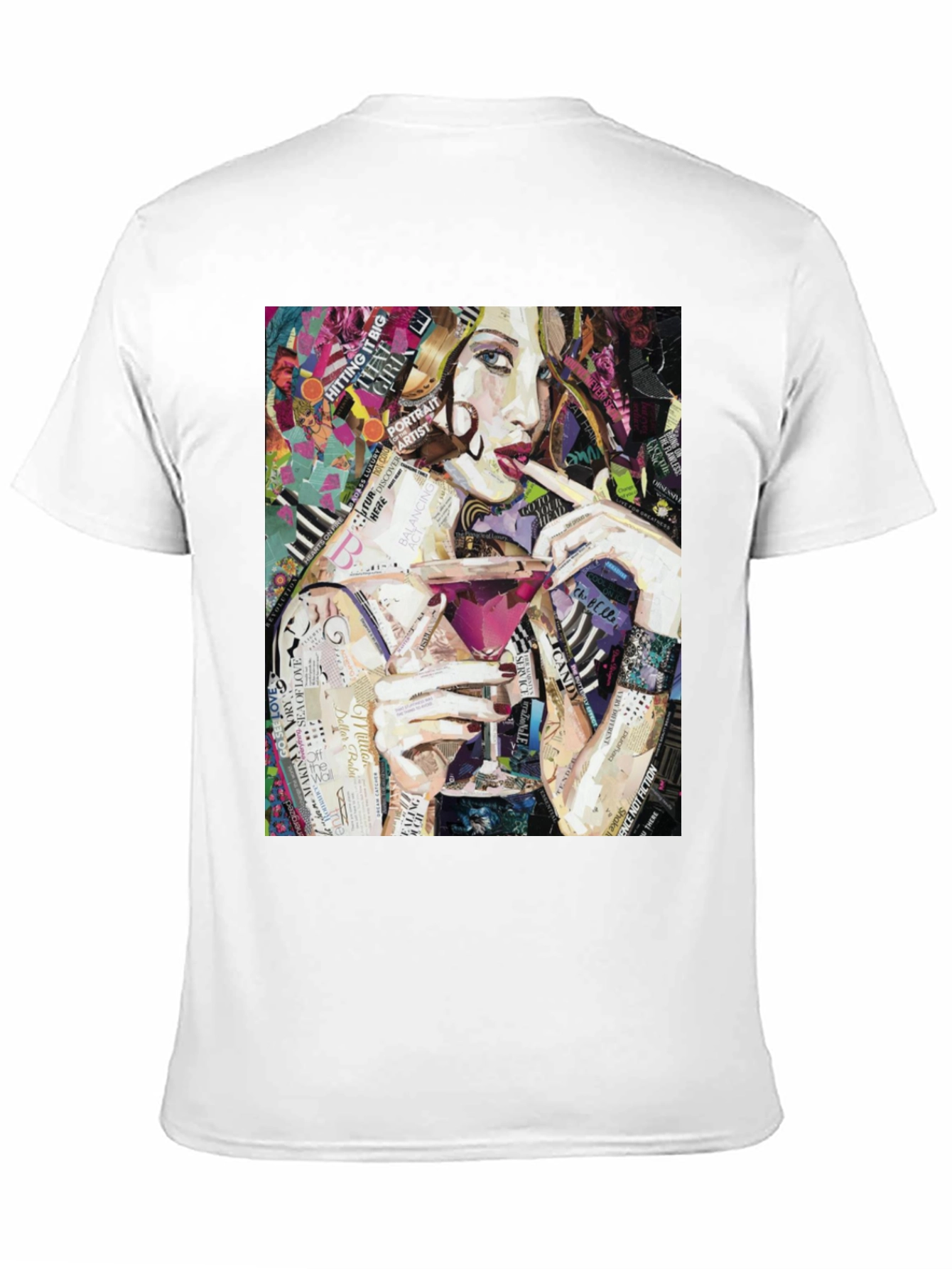 Stylish Woman Portrait Collage Art Graphic T-Shirt