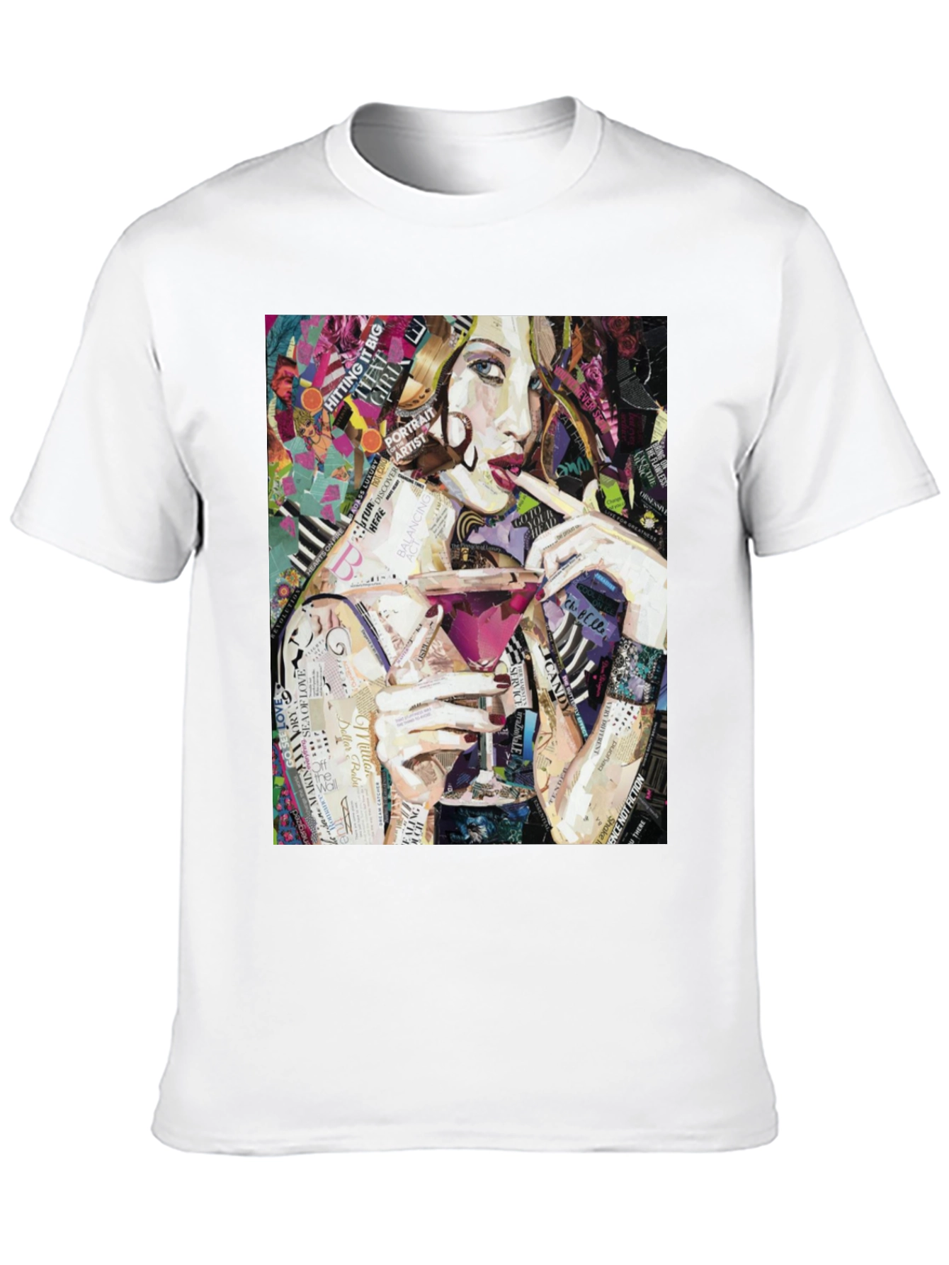 Stylish Woman Portrait Collage Art Graphic T-Shirt