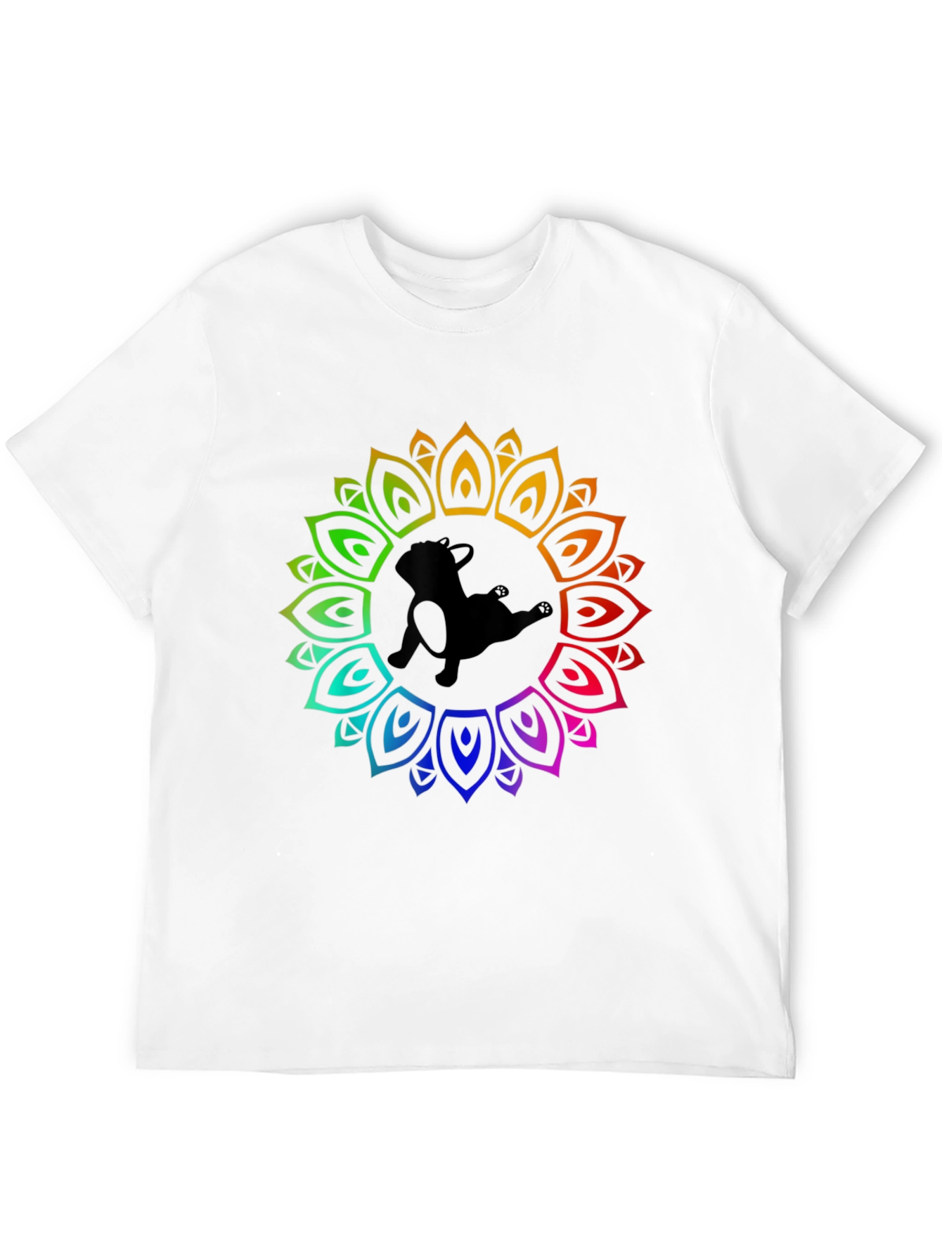 Rainbow Mandala Dog Graphic Black T-Shirt