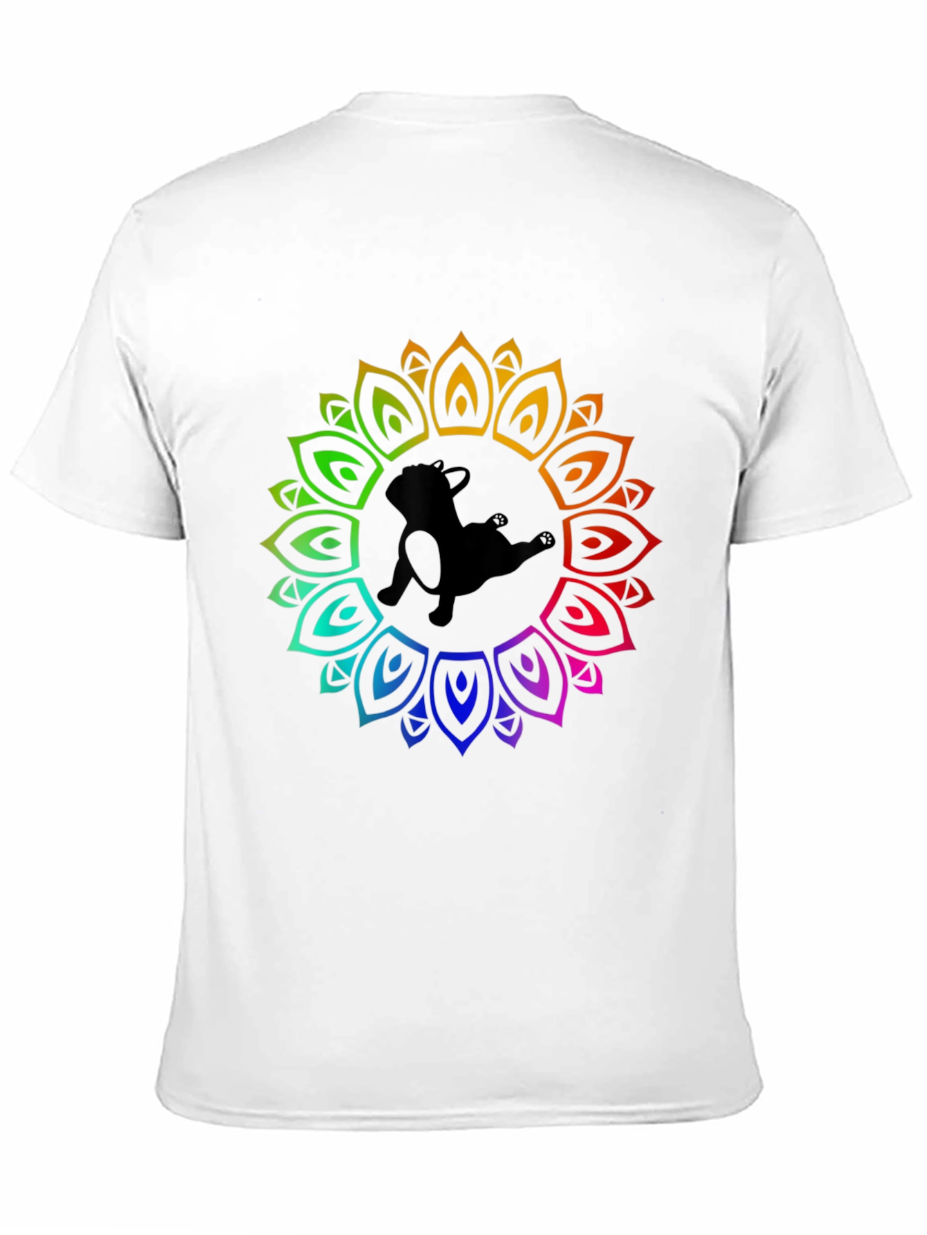 Rainbow Mandala Dog Graphic Black T-Shirt