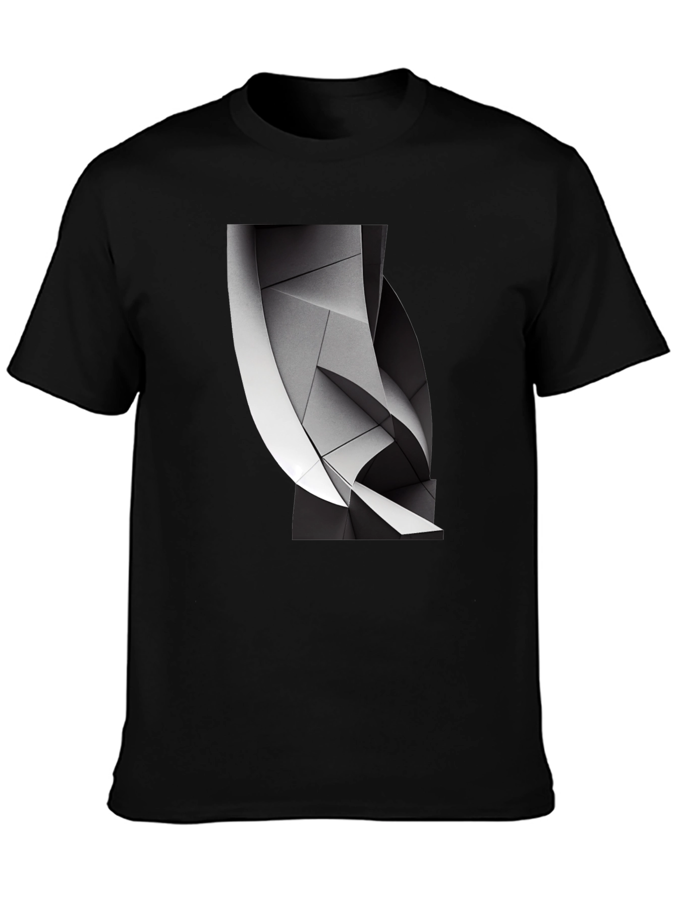 Abstract Geometric Graphic Print Black T-Shirt