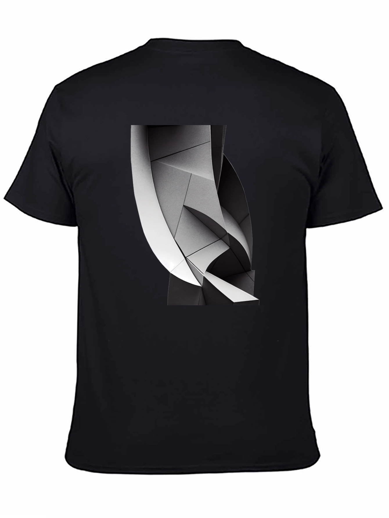 Abstract Geometric Graphic Print Black T-Shirt