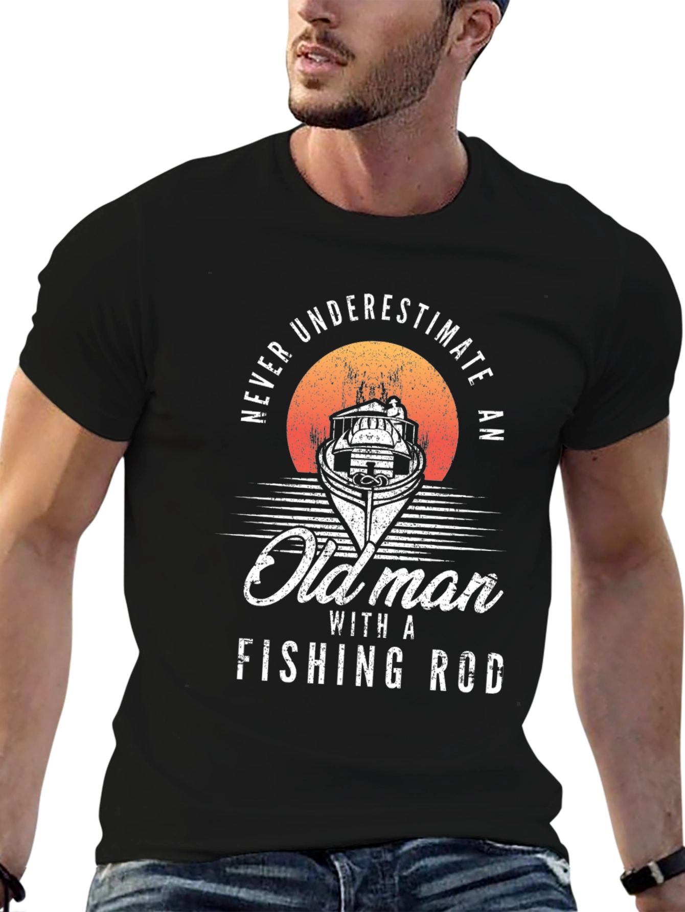 Never Underestimate Old Man Fishing Rod T-Shirt