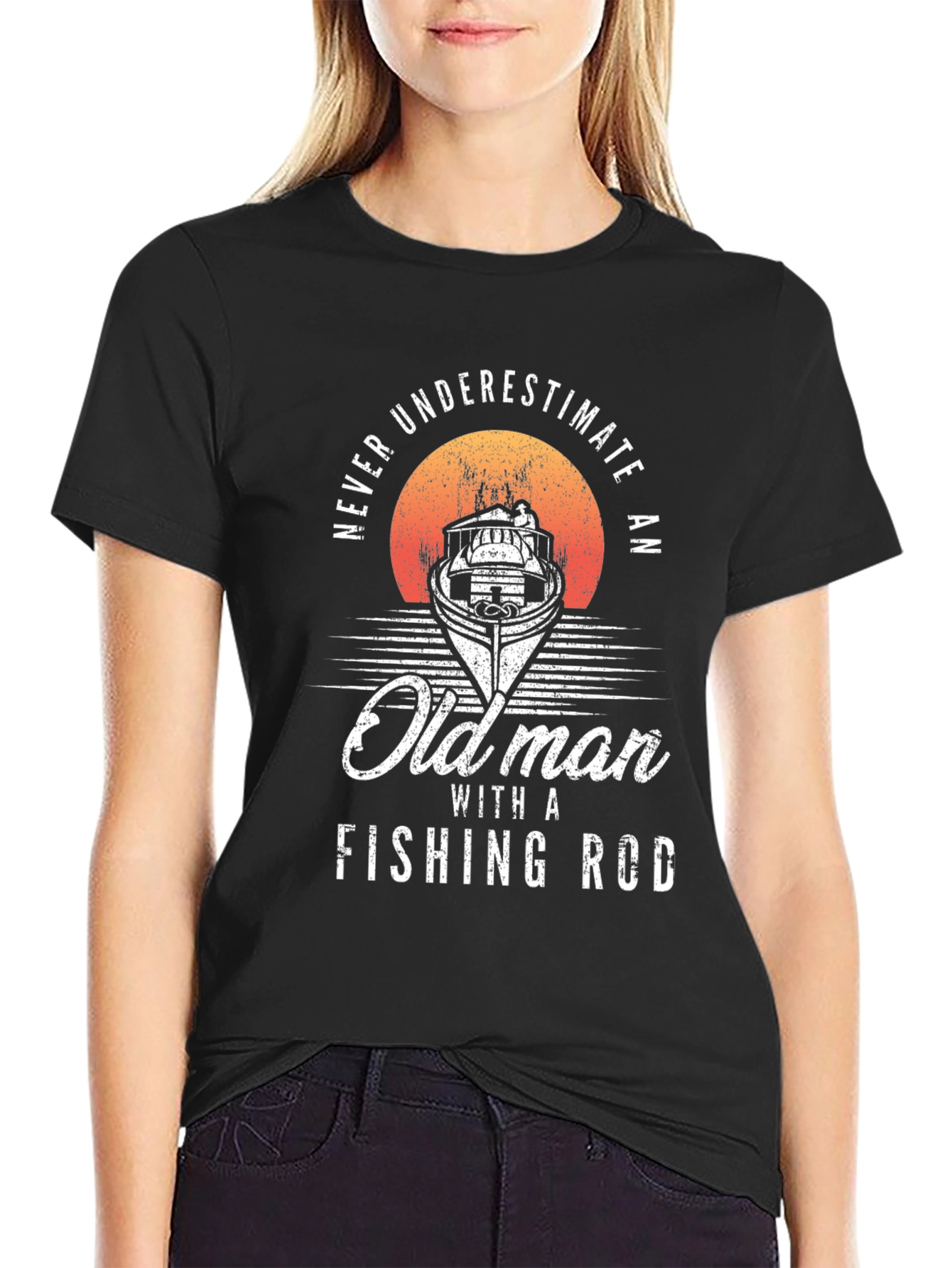 Never Underestimate Old Man Fishing Rod T-Shirt