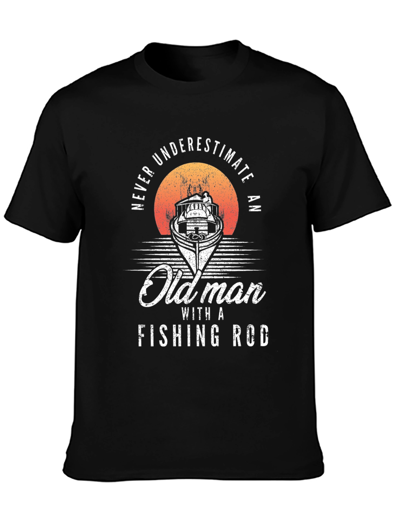 Never Underestimate Old Man Fishing Rod T-Shirt