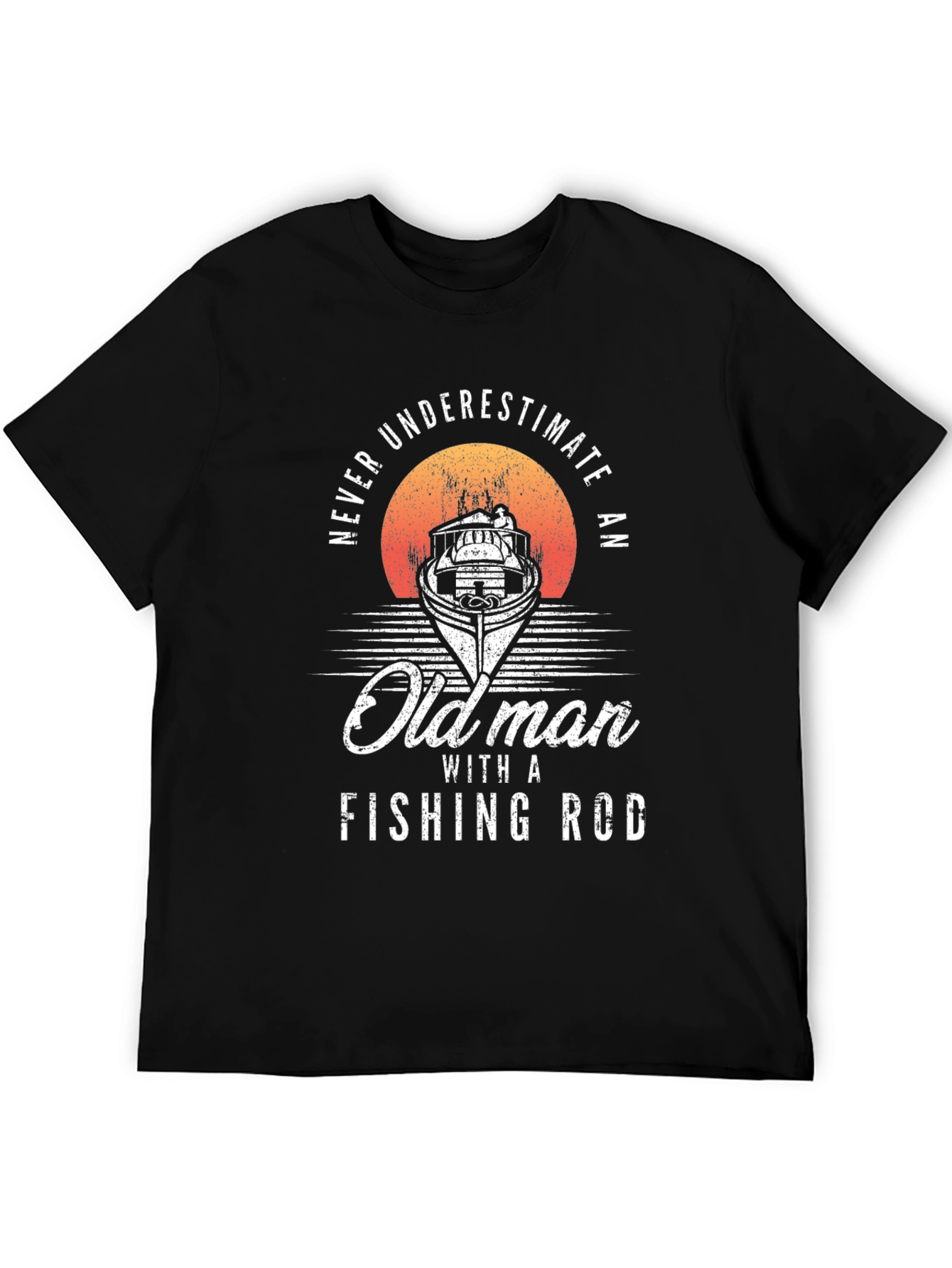 Never Underestimate Old Man Fishing Rod T-Shirt