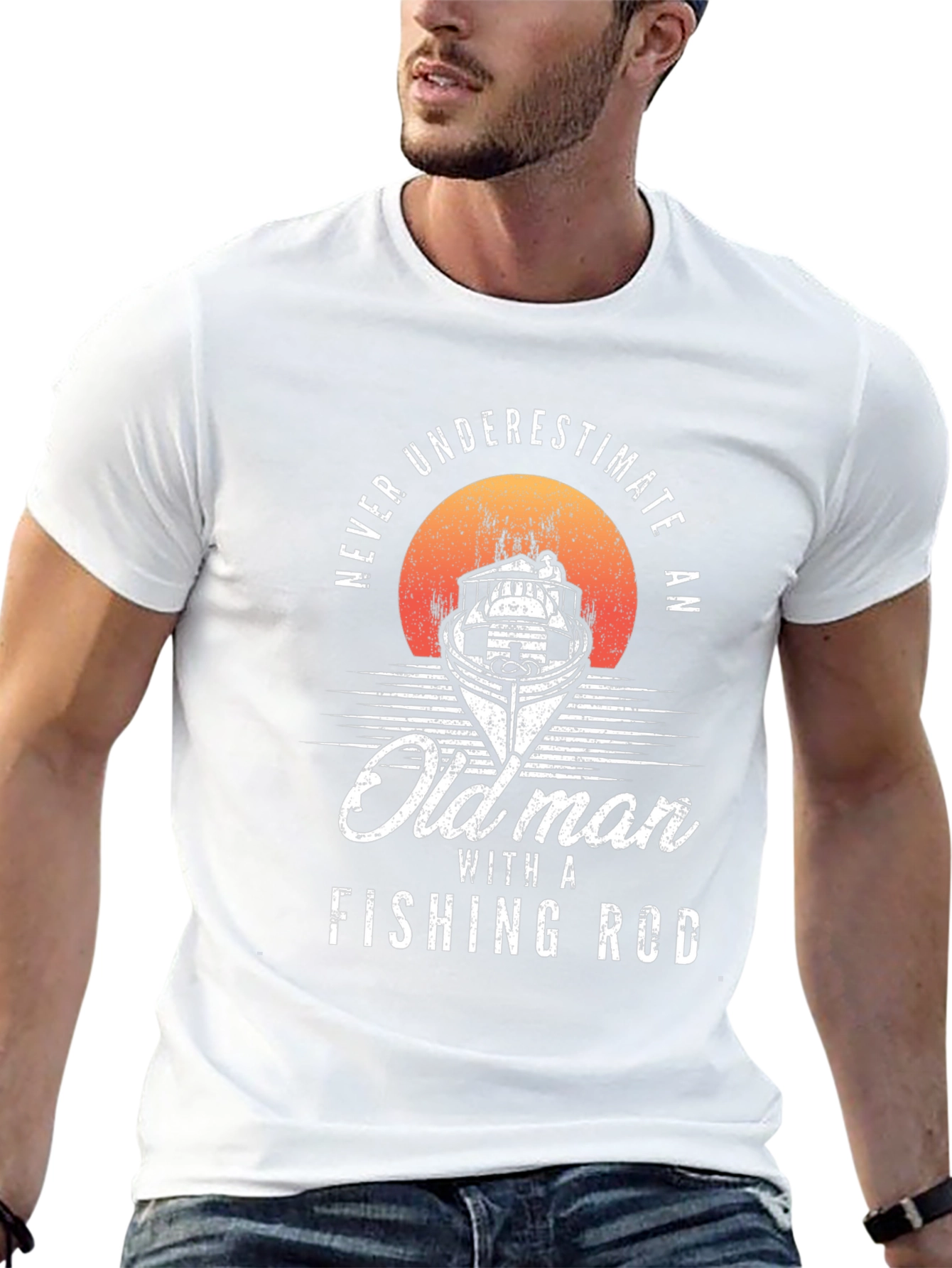 Never Underestimate Old Man Fishing Rod T-Shirt