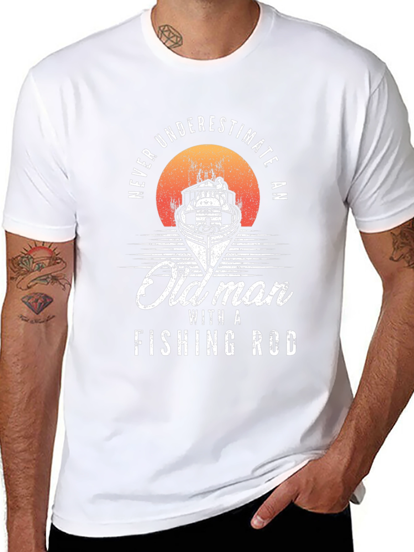 Never Underestimate Old Man Fishing Rod T-Shirt