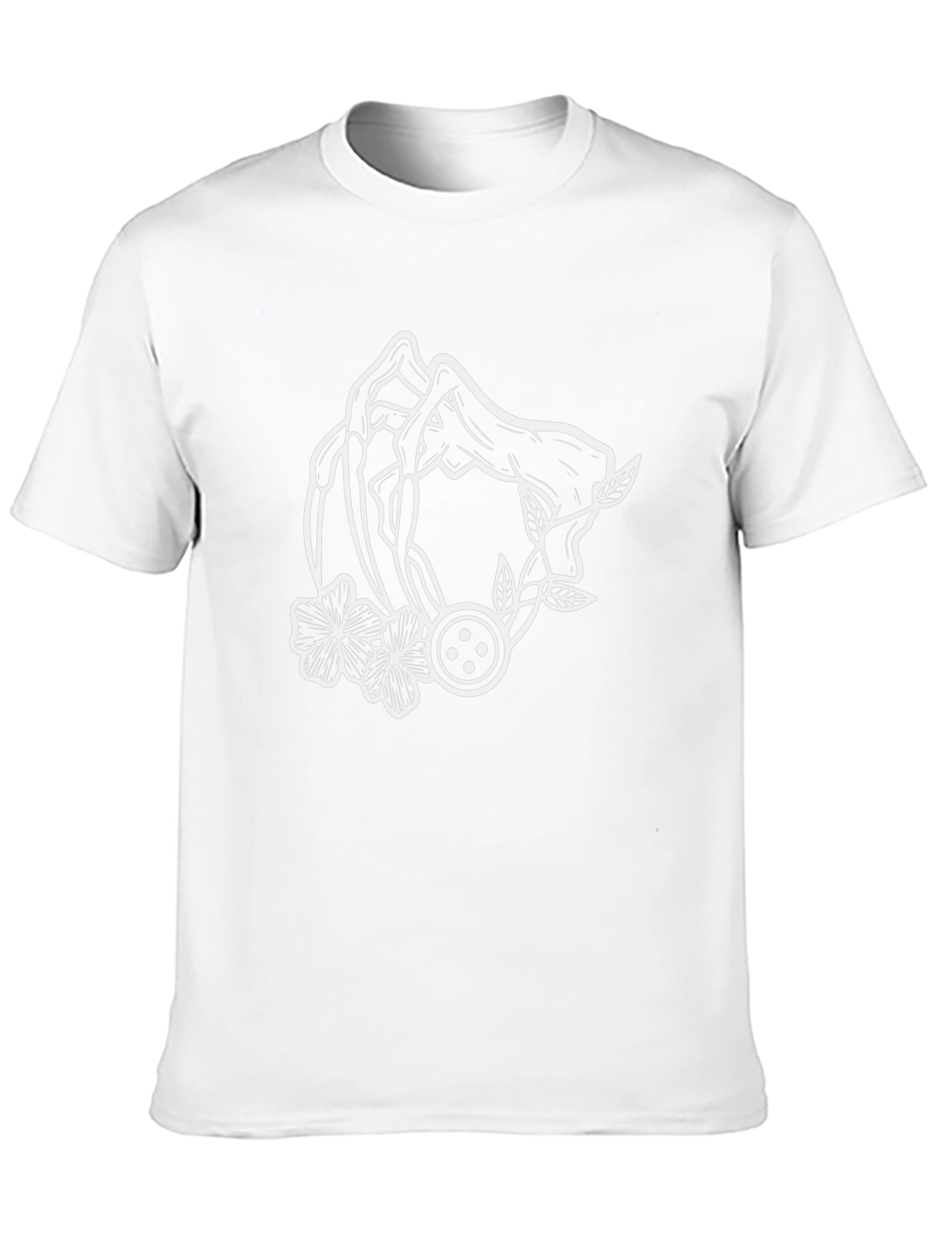Floral Hand Outline Graphic Black T-Shirt