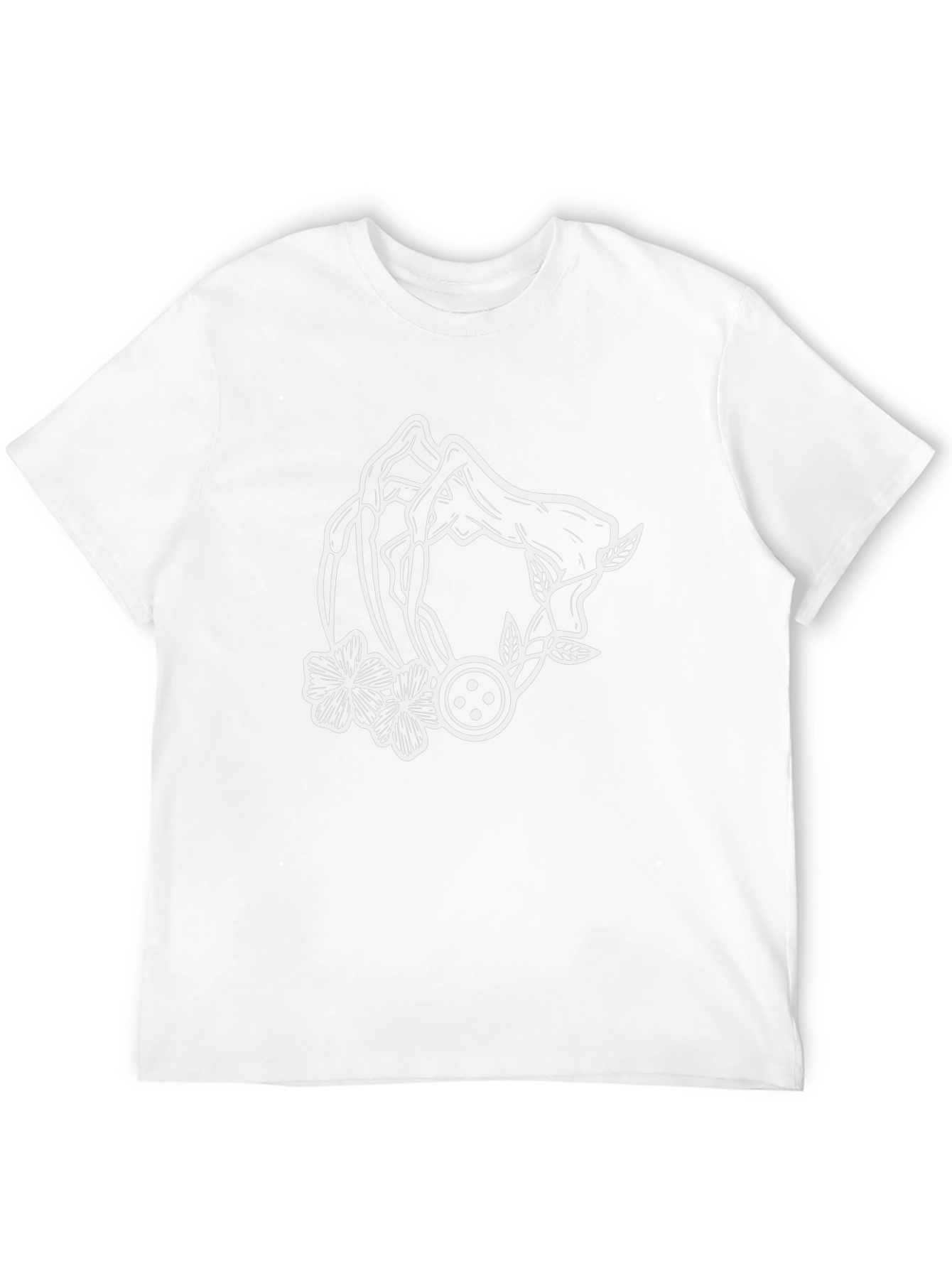 Floral Hand Outline Graphic Black T-Shirt