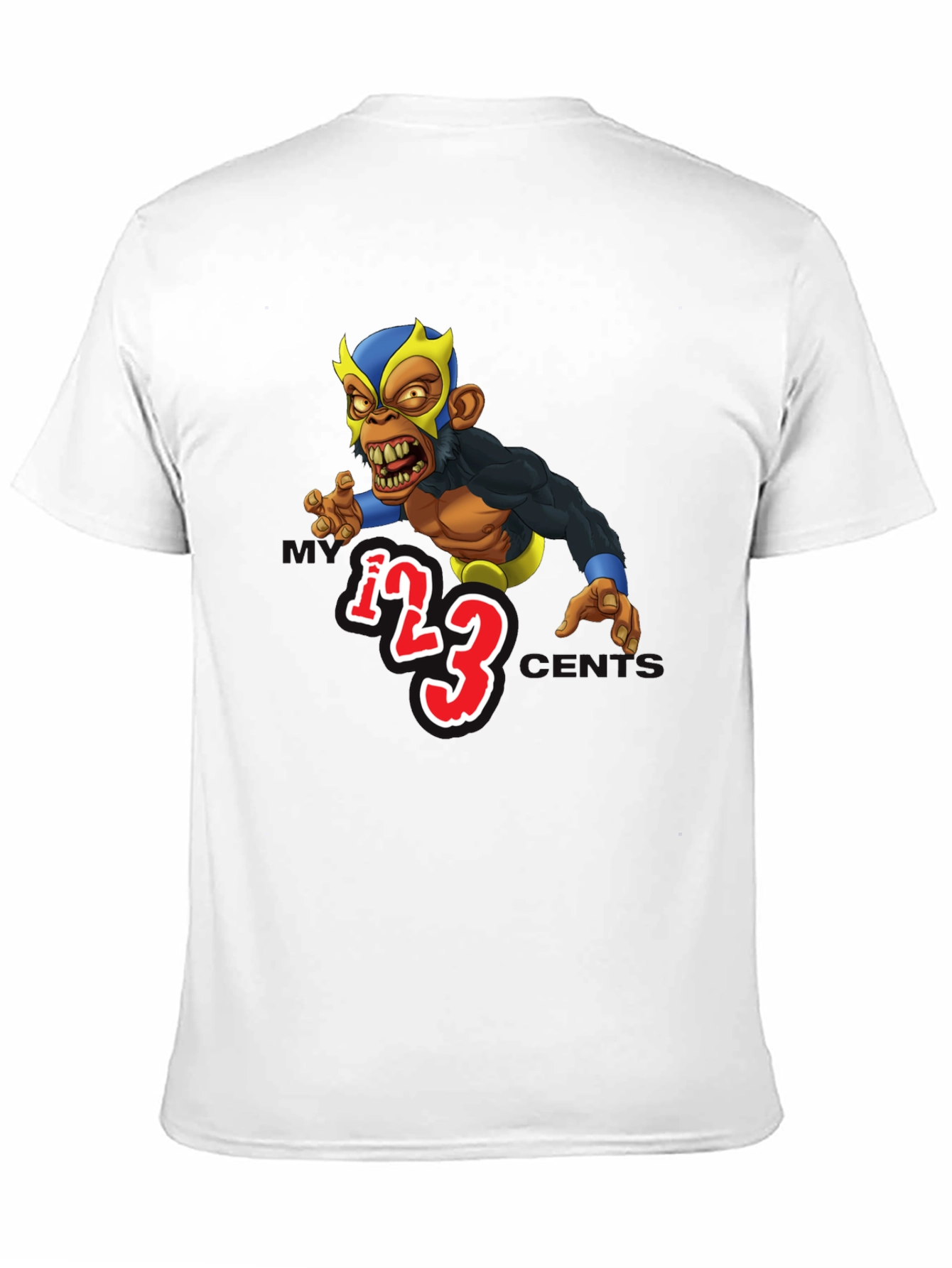 Wrestling Monkey Cartoon Graphic Black T-Shirt