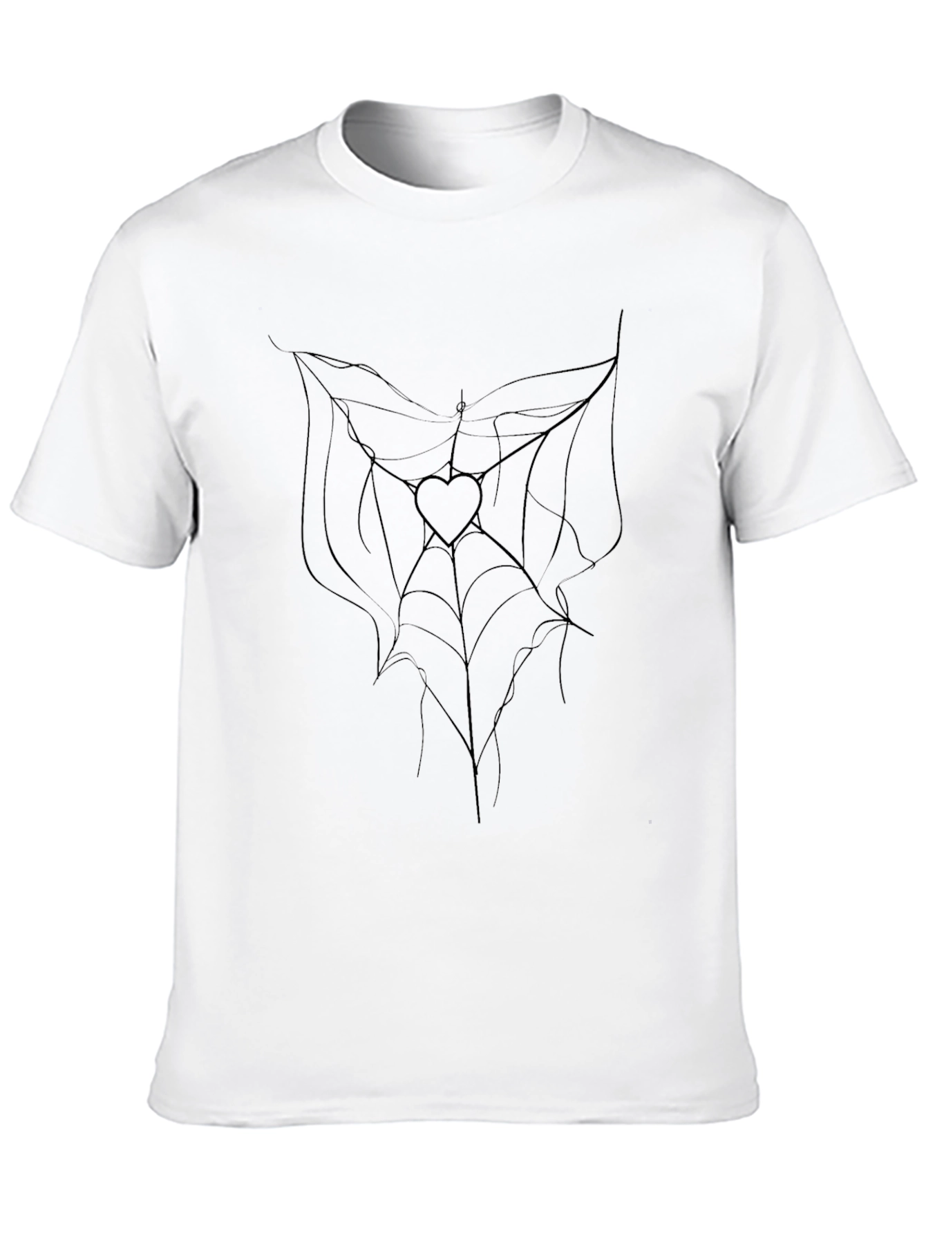 Black Tee with Heart Spiderweb Design