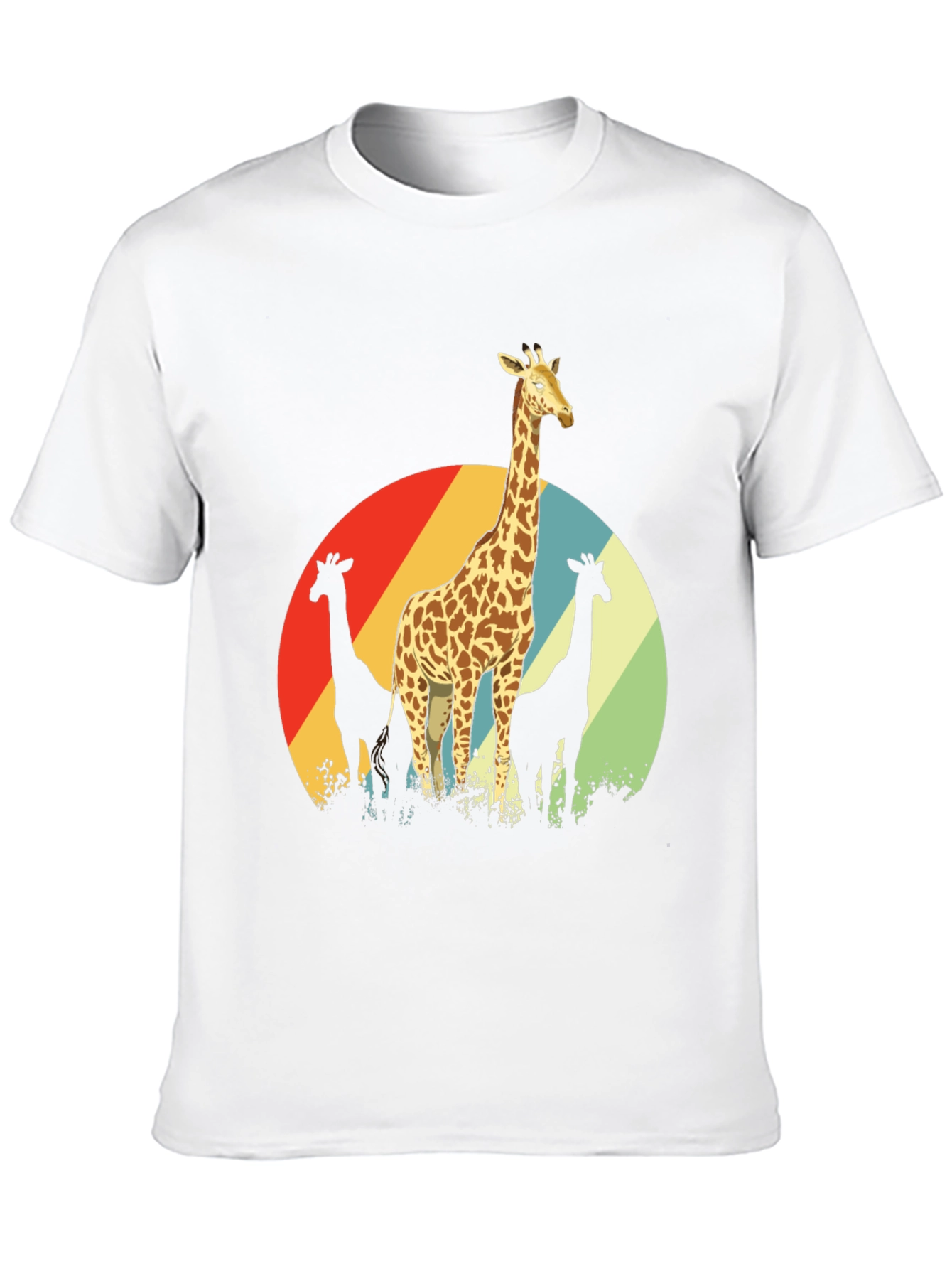 Retro Giraffe Graphic Tee - Black Cotton Comfort
