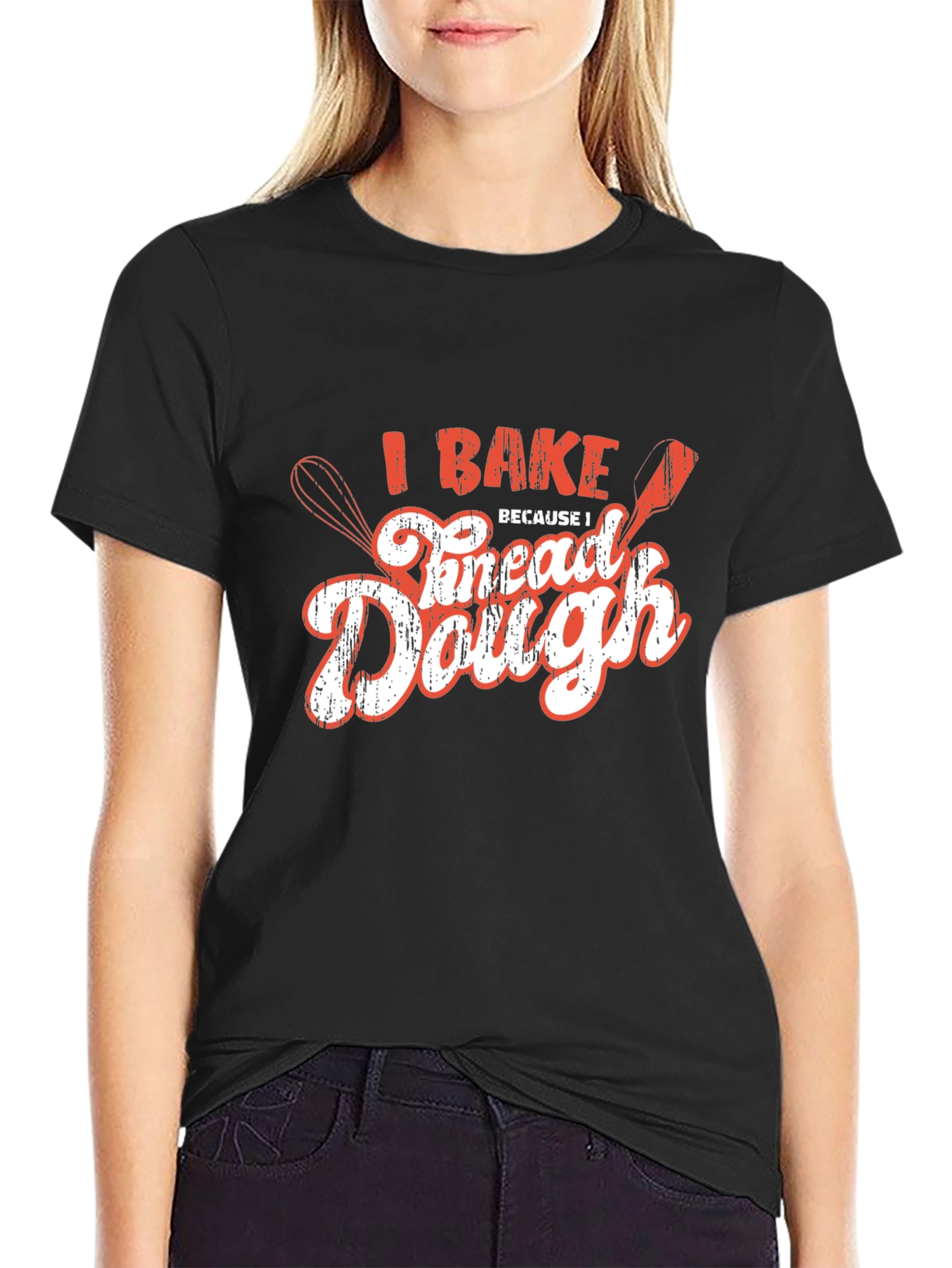 I Bake Because I Knead Dough Black T-Shirt