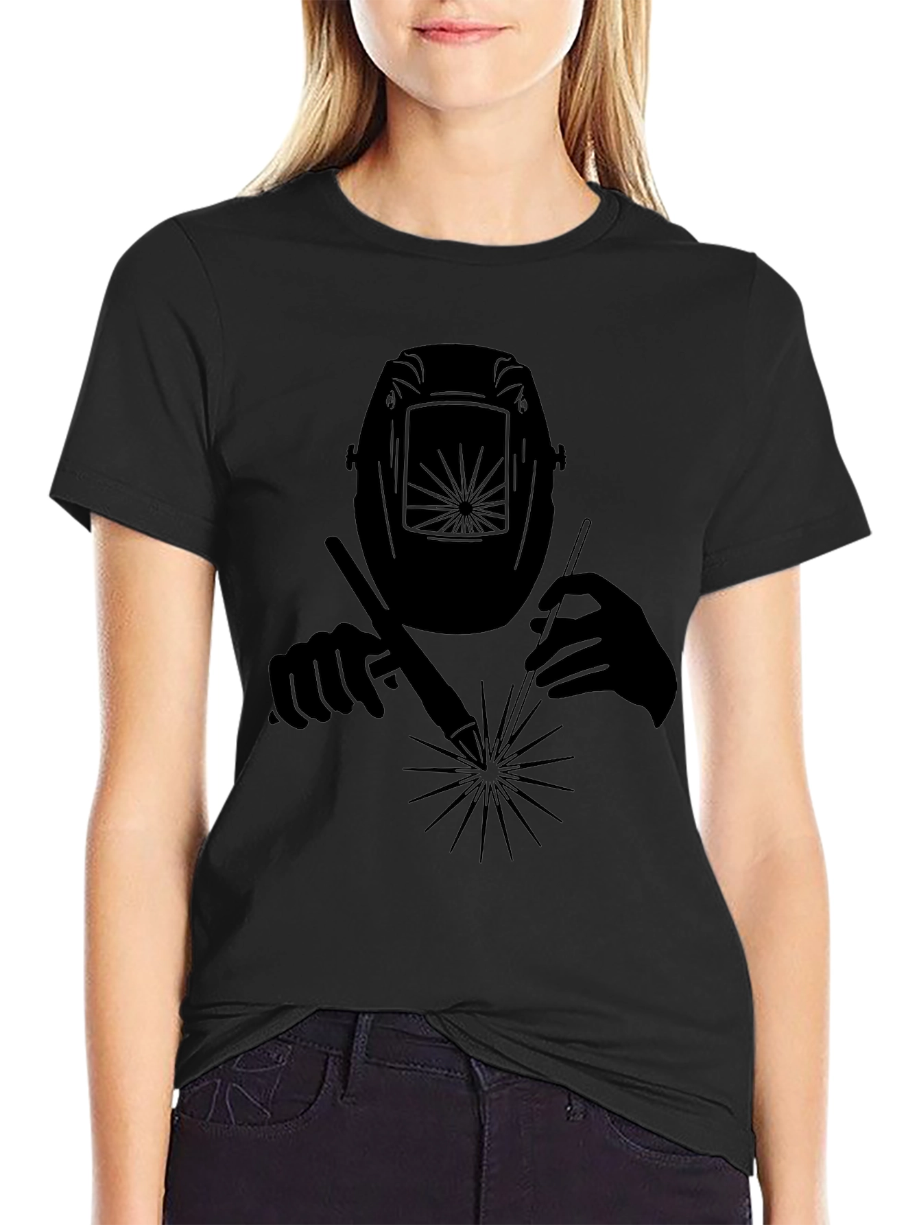 Welder Silhouette Graphic T-Shirt - Black