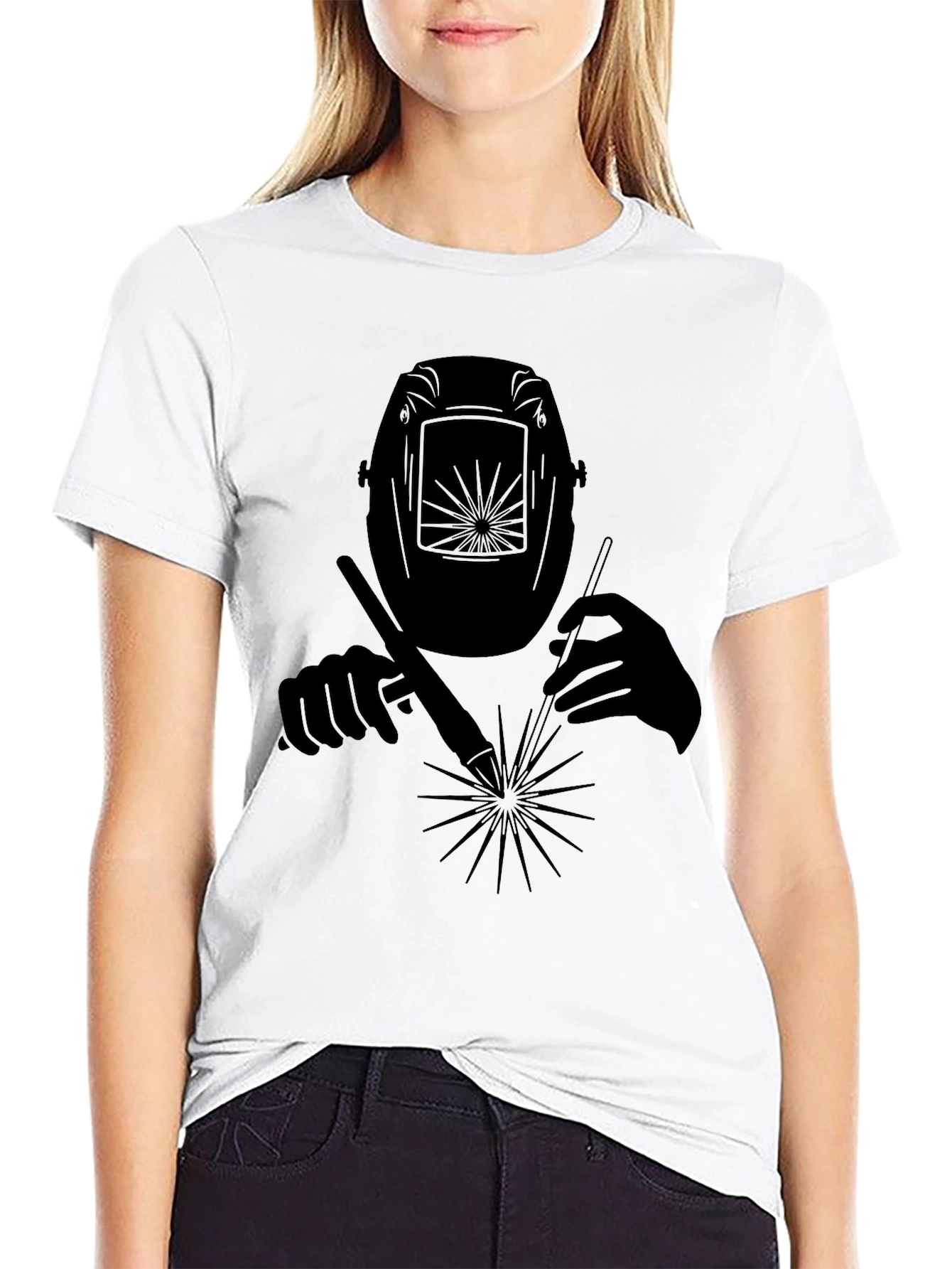 Welder Silhouette Graphic T-Shirt - Black
