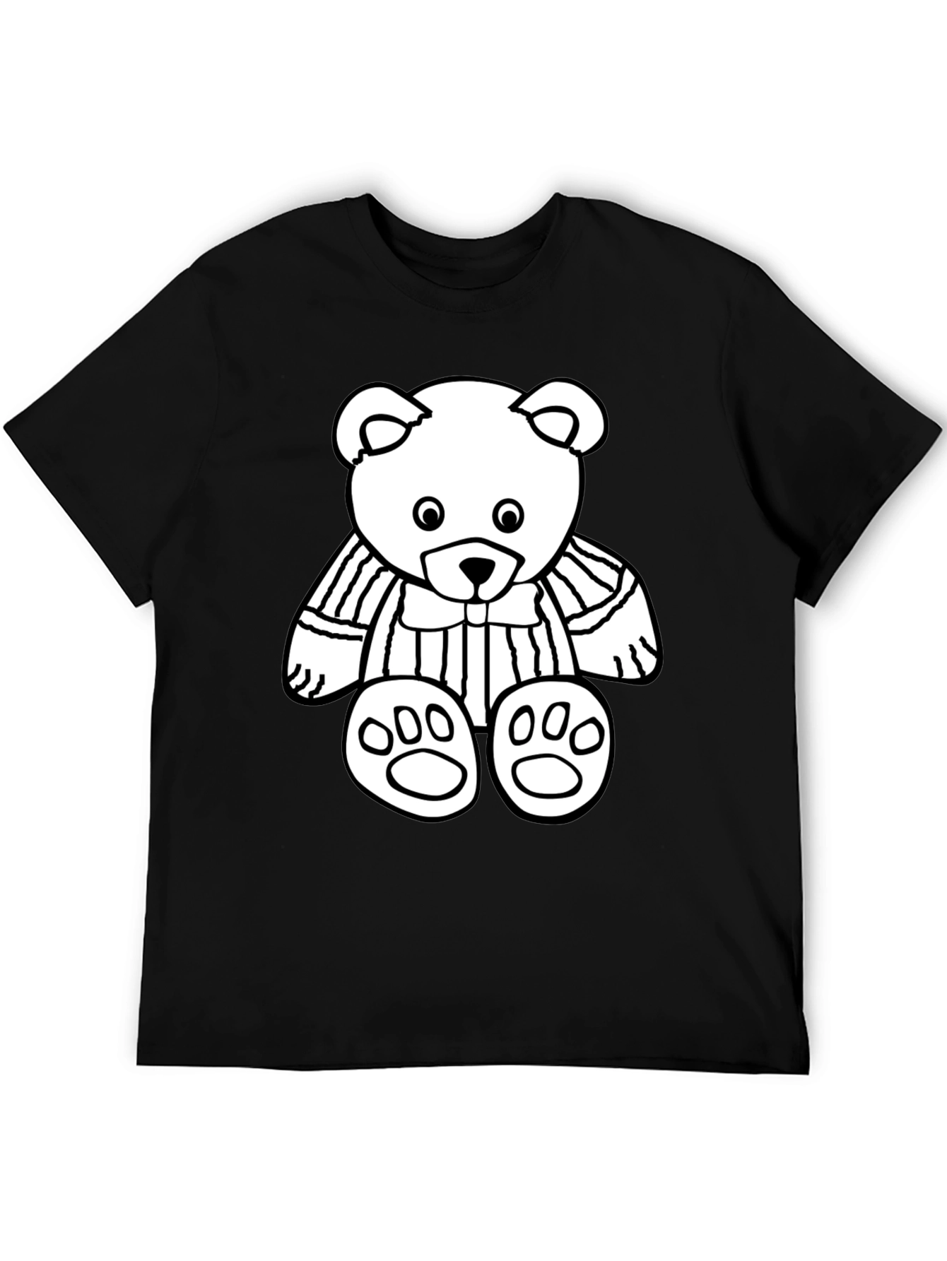Black T-Shirt with Cute Bear Graphic Print