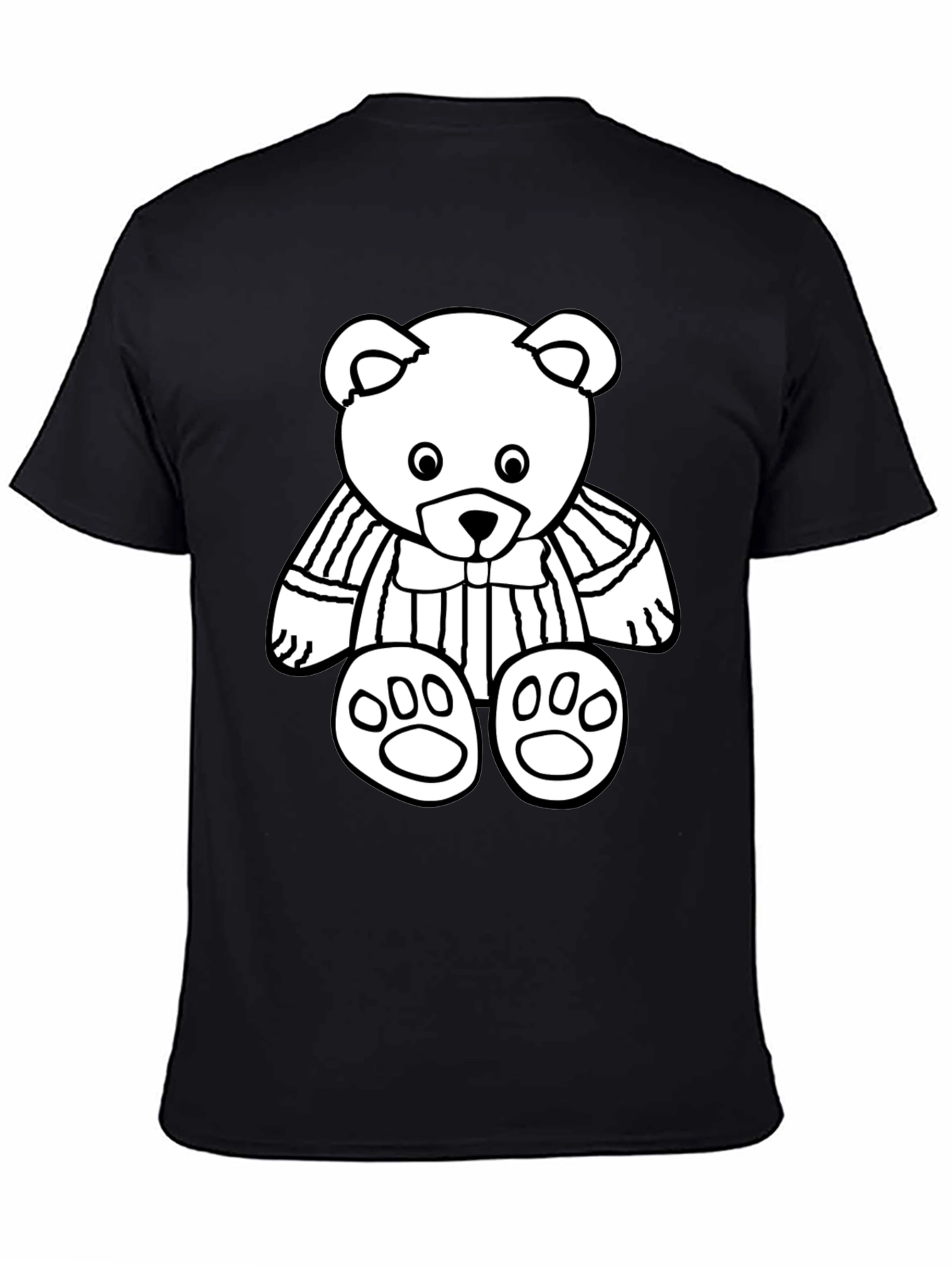 Black T-Shirt with Cute Bear Graphic Print
