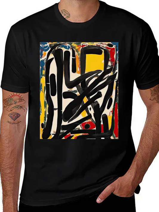 Abstract Art Graphic Tee - Modern Black T-Shirt