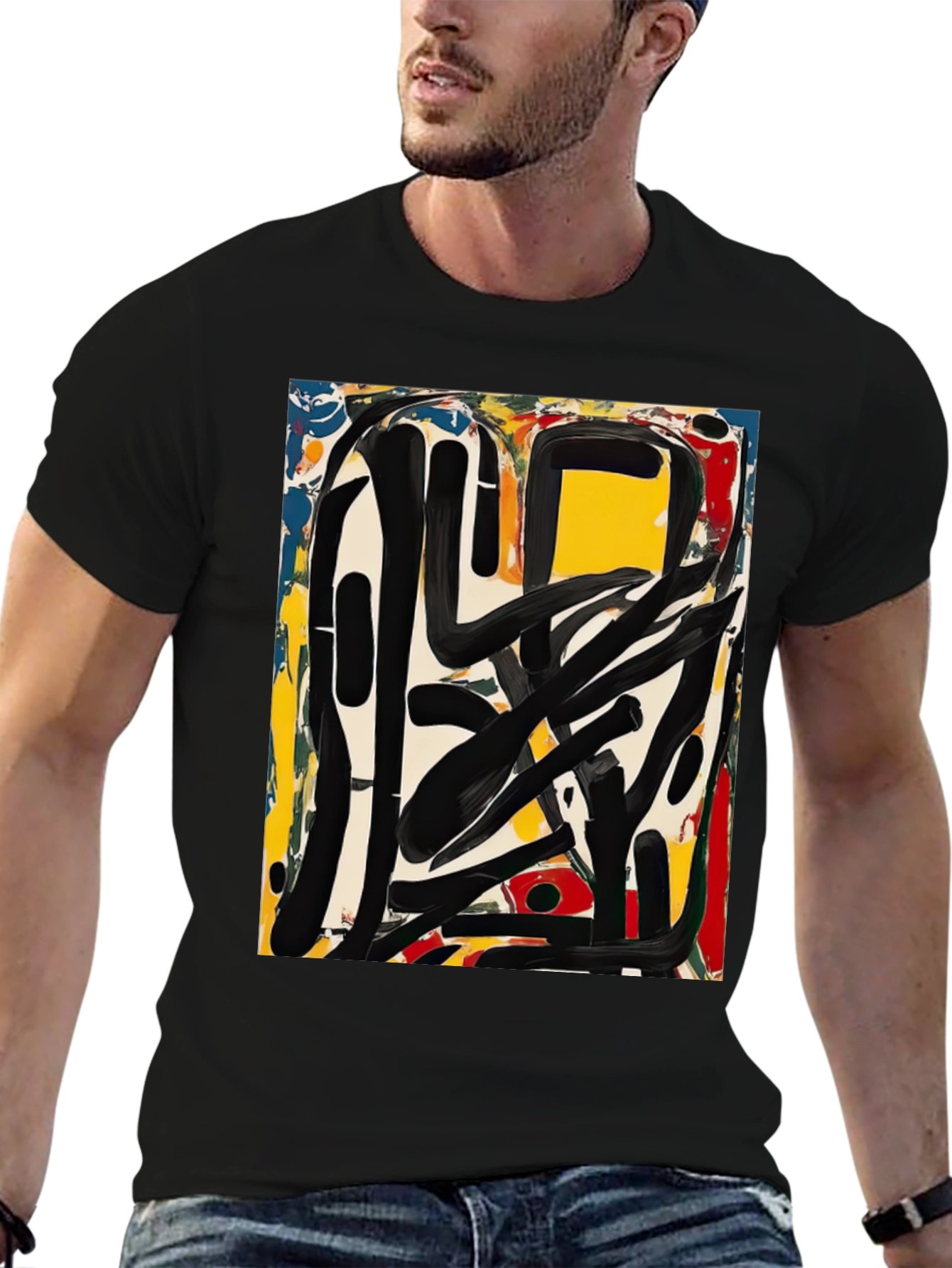 Abstract Art Graphic Tee - Modern Black T-Shirt