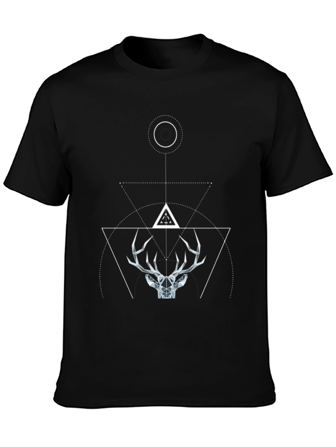 Geometric Deer Graphic Tee - Modern Black T-Shirt