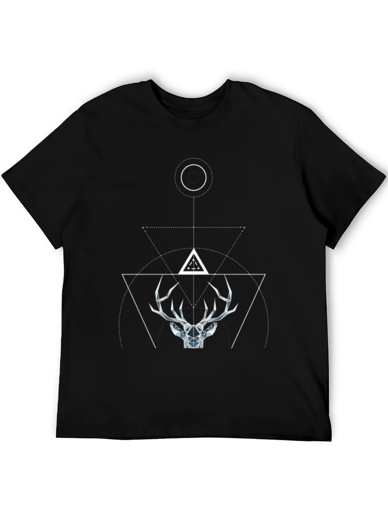 Geometric Deer Graphic Tee - Modern Black T-Shirt