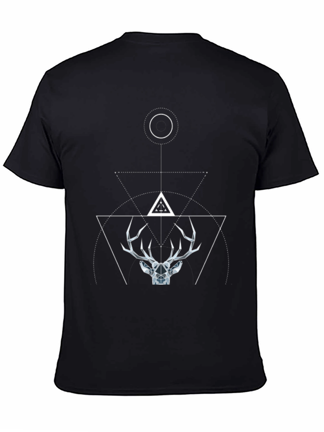Geometric Deer Graphic Tee - Modern Black T-Shirt