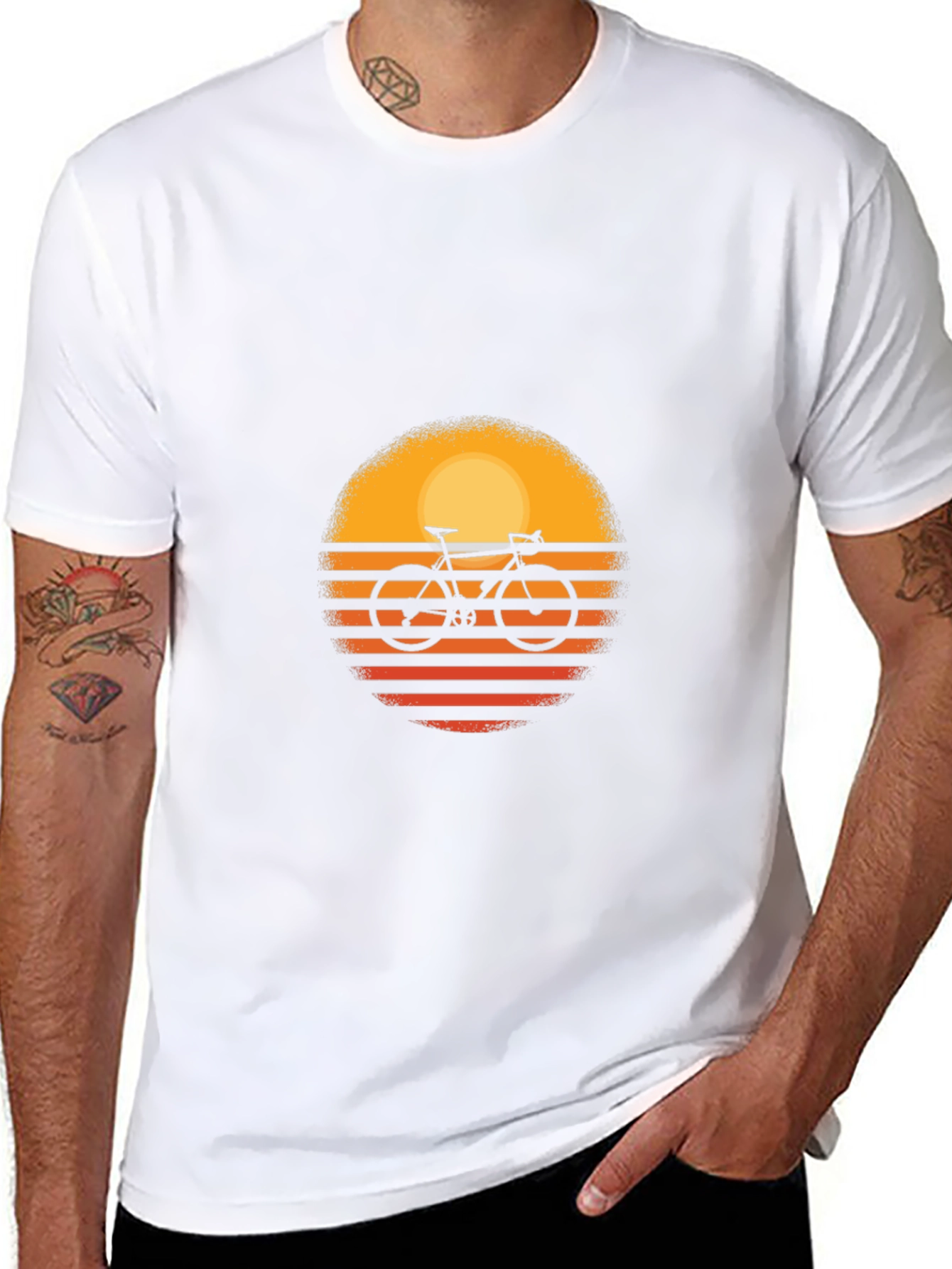 Retro Sunset Bicycle Graphic T-Shirt