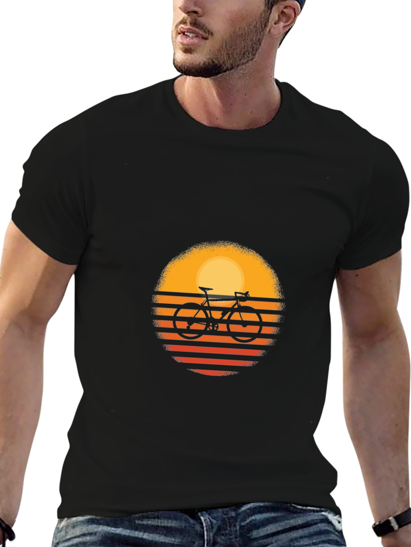 Retro Sunset Bicycle Graphic T-Shirt