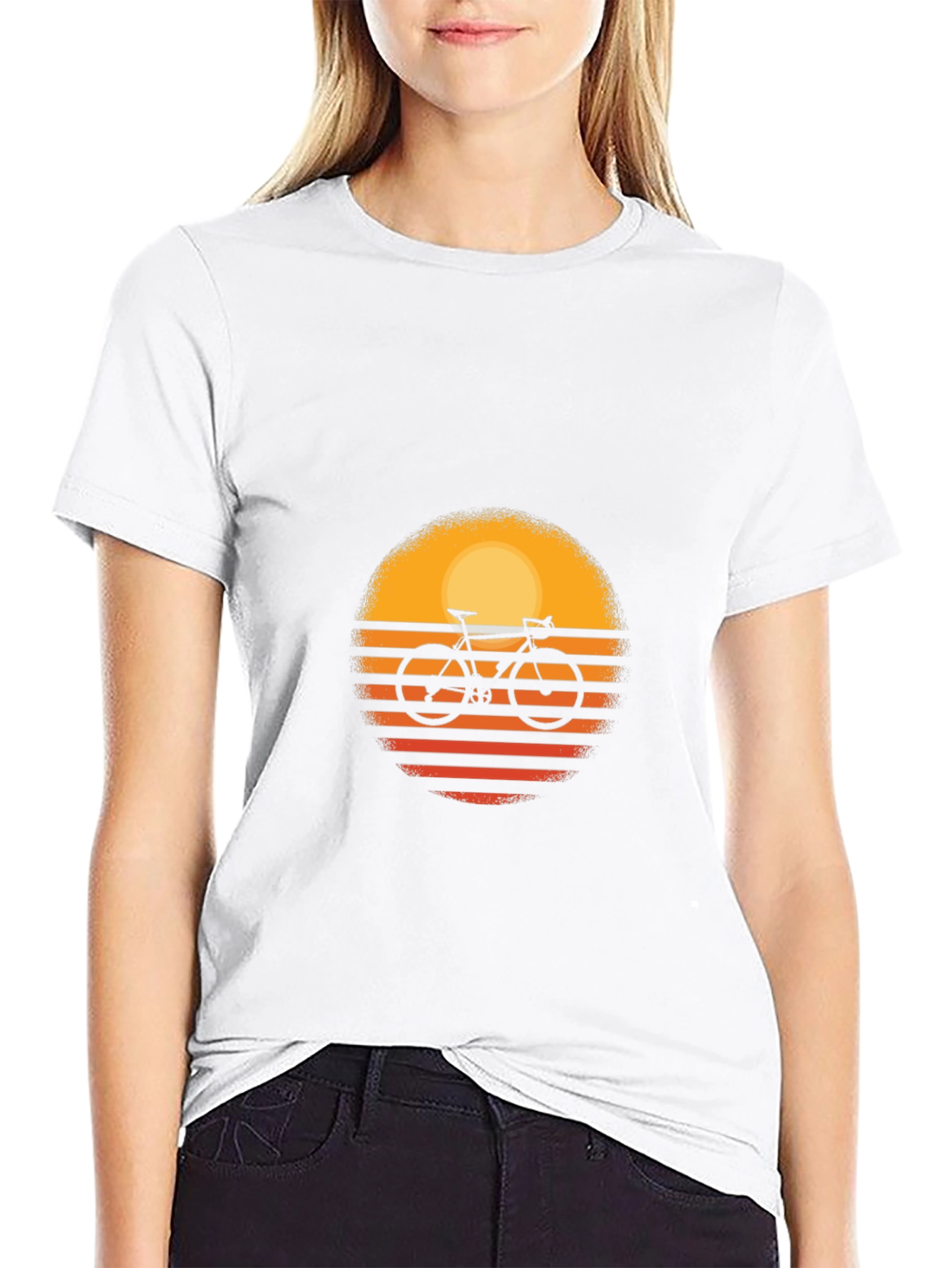 Retro Sunset Bicycle Graphic T-Shirt