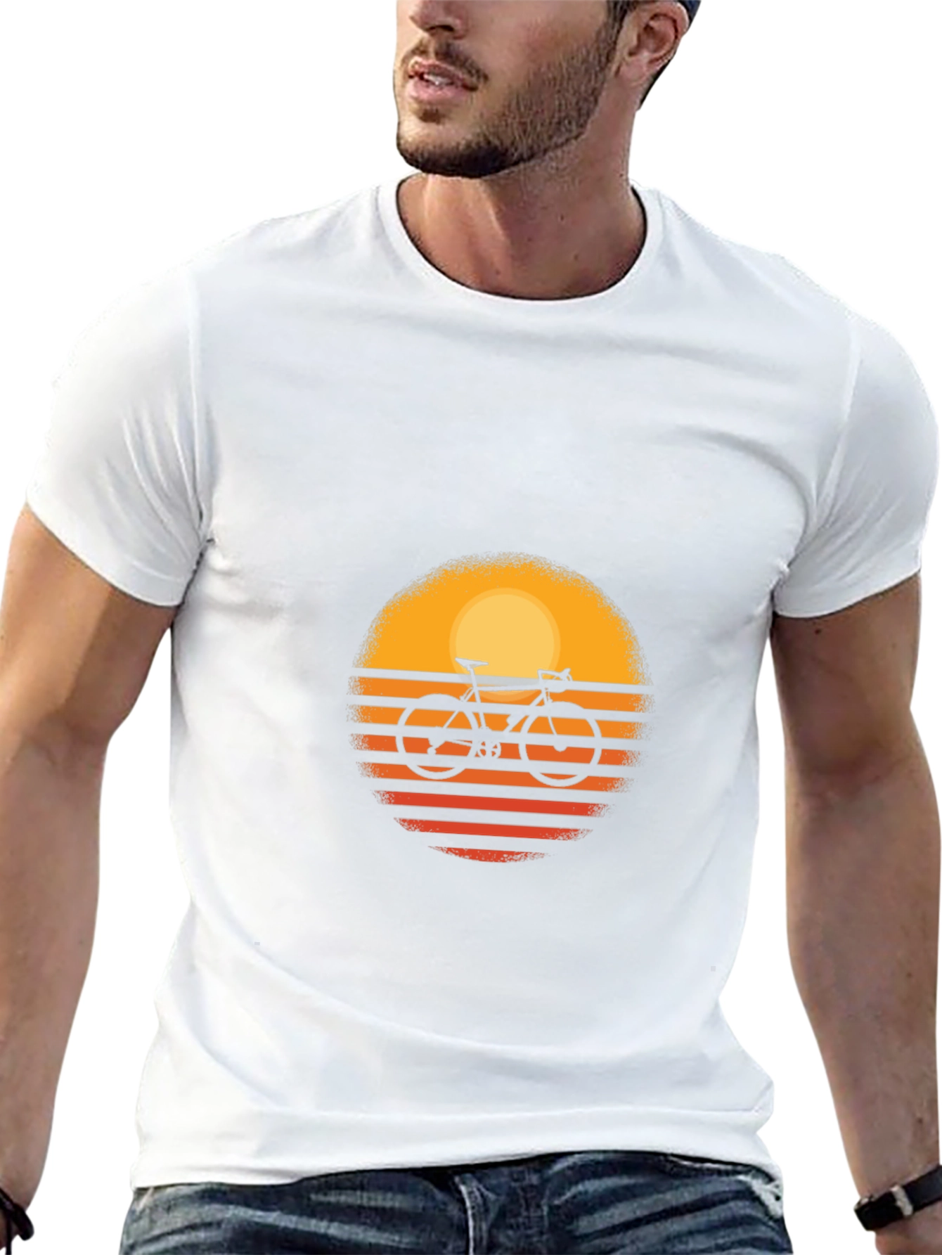 Retro Sunset Bicycle Graphic T-Shirt