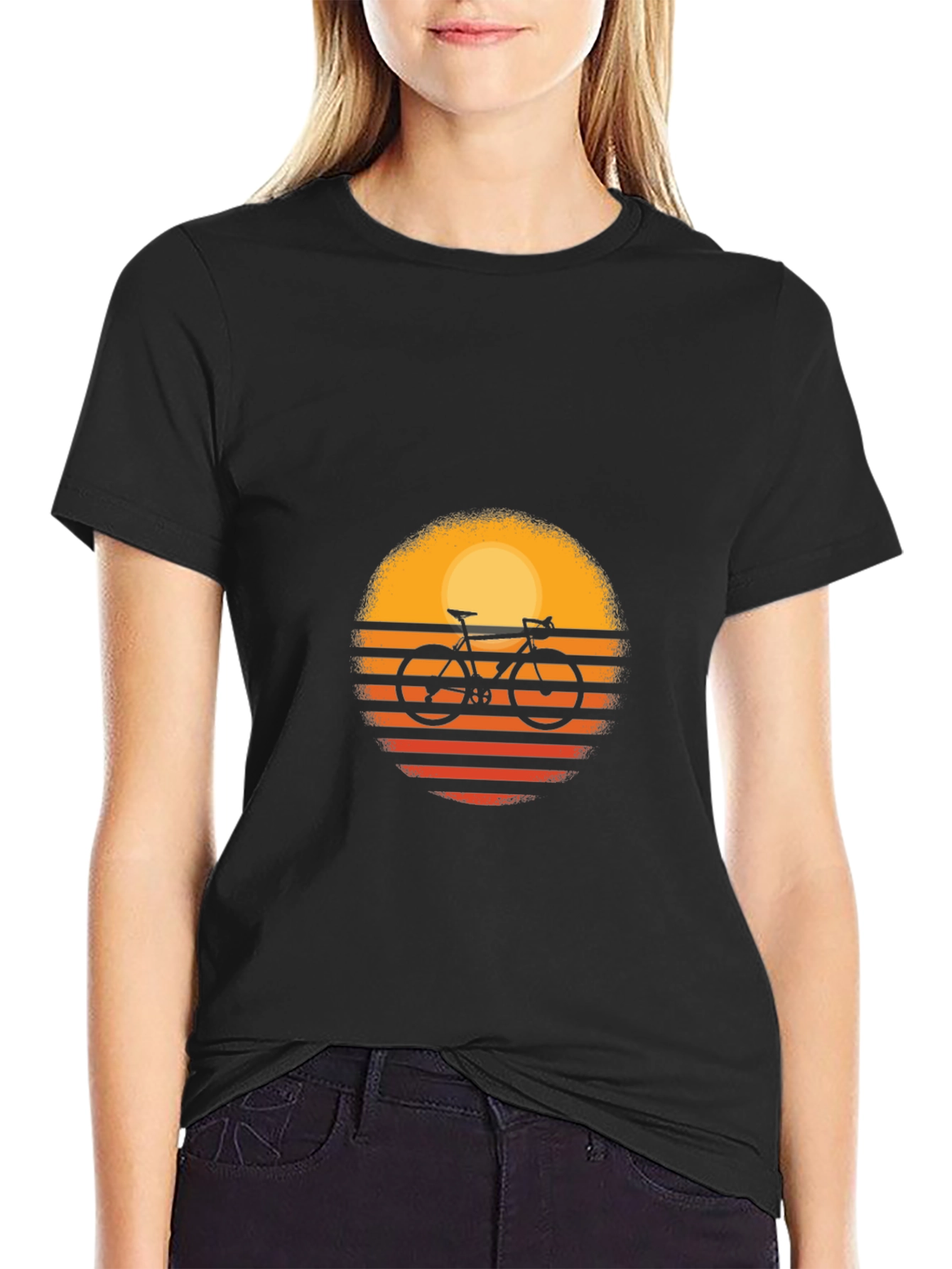 Retro Sunset Bicycle Graphic T-Shirt
