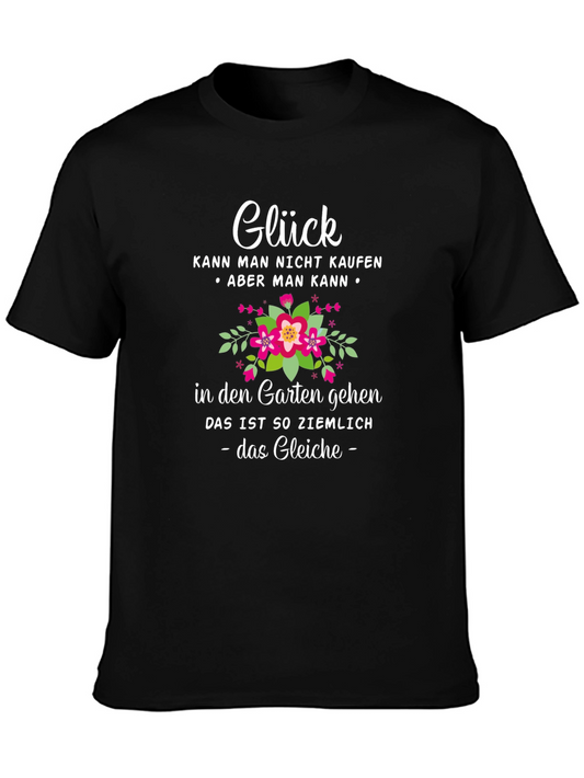 Glück Garten T-Shirt - Black Floral Design